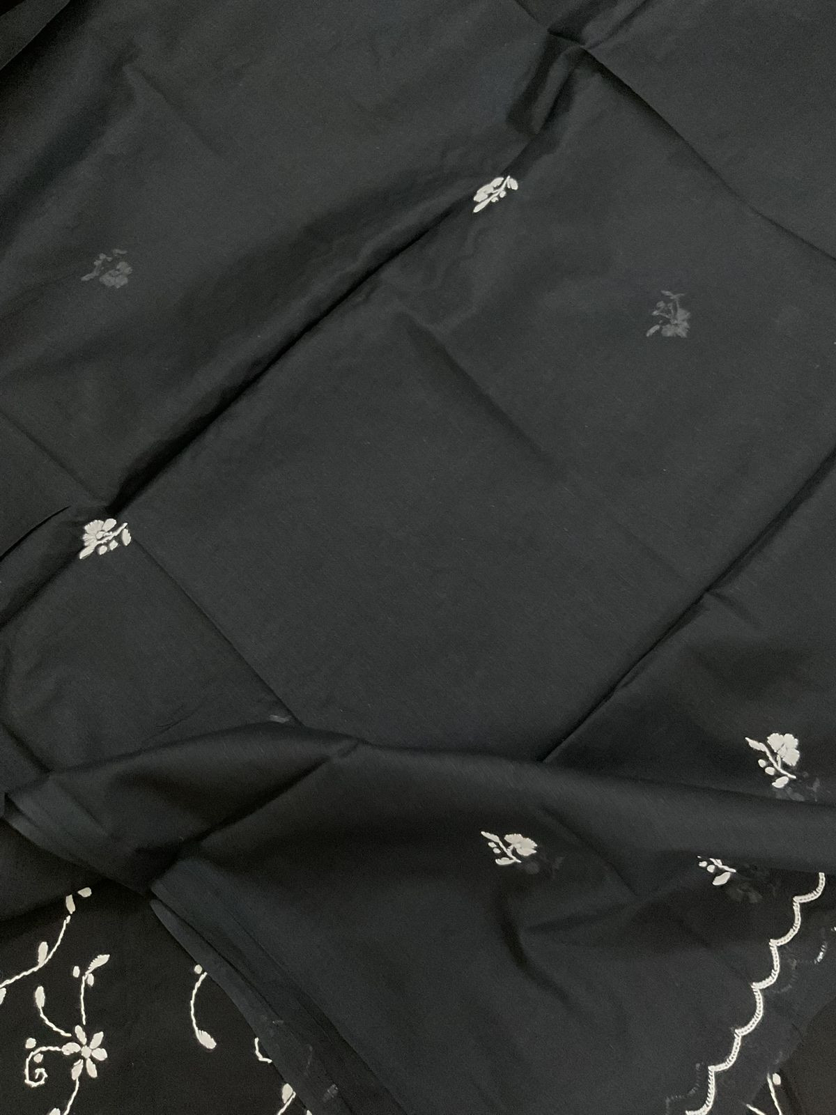 Pure Cotton Embroidered Suit - Black