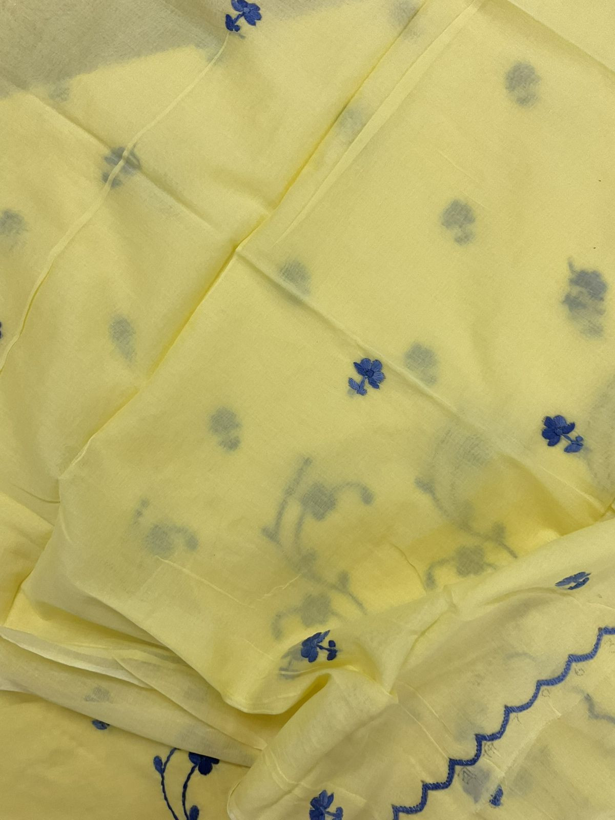 Pure Cotton Embroidered Suit - Yellow