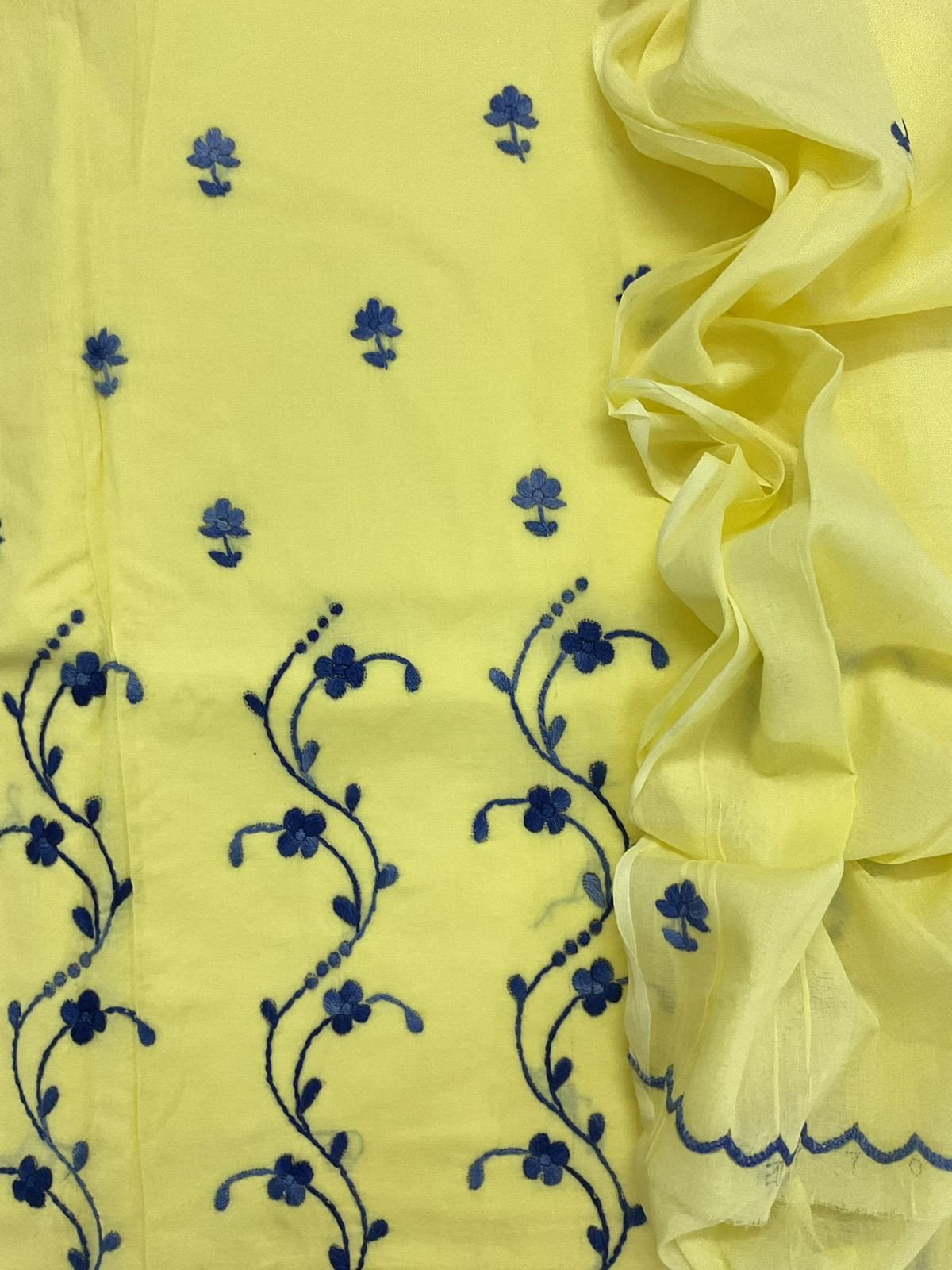 Pure Cotton Embroidered Suit - Yellow