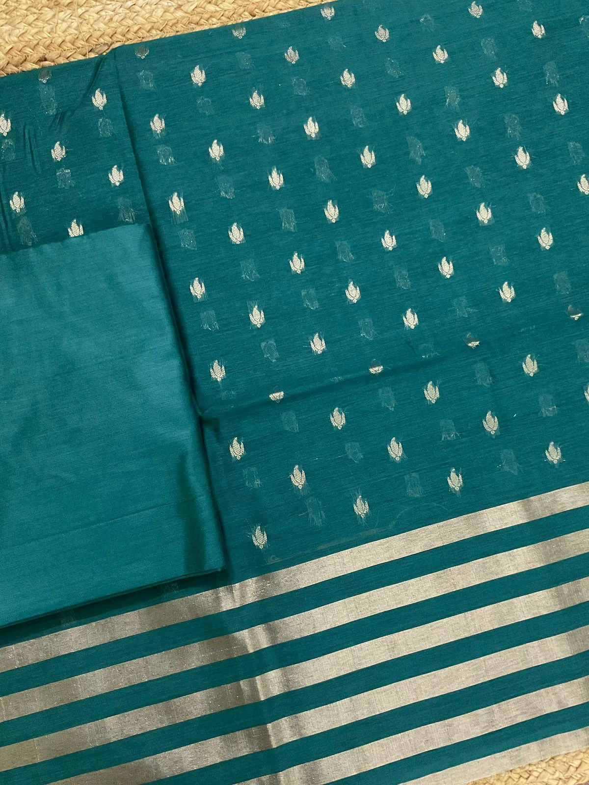Soft Maheshwari Self Weaved Suit - Peacock Green
