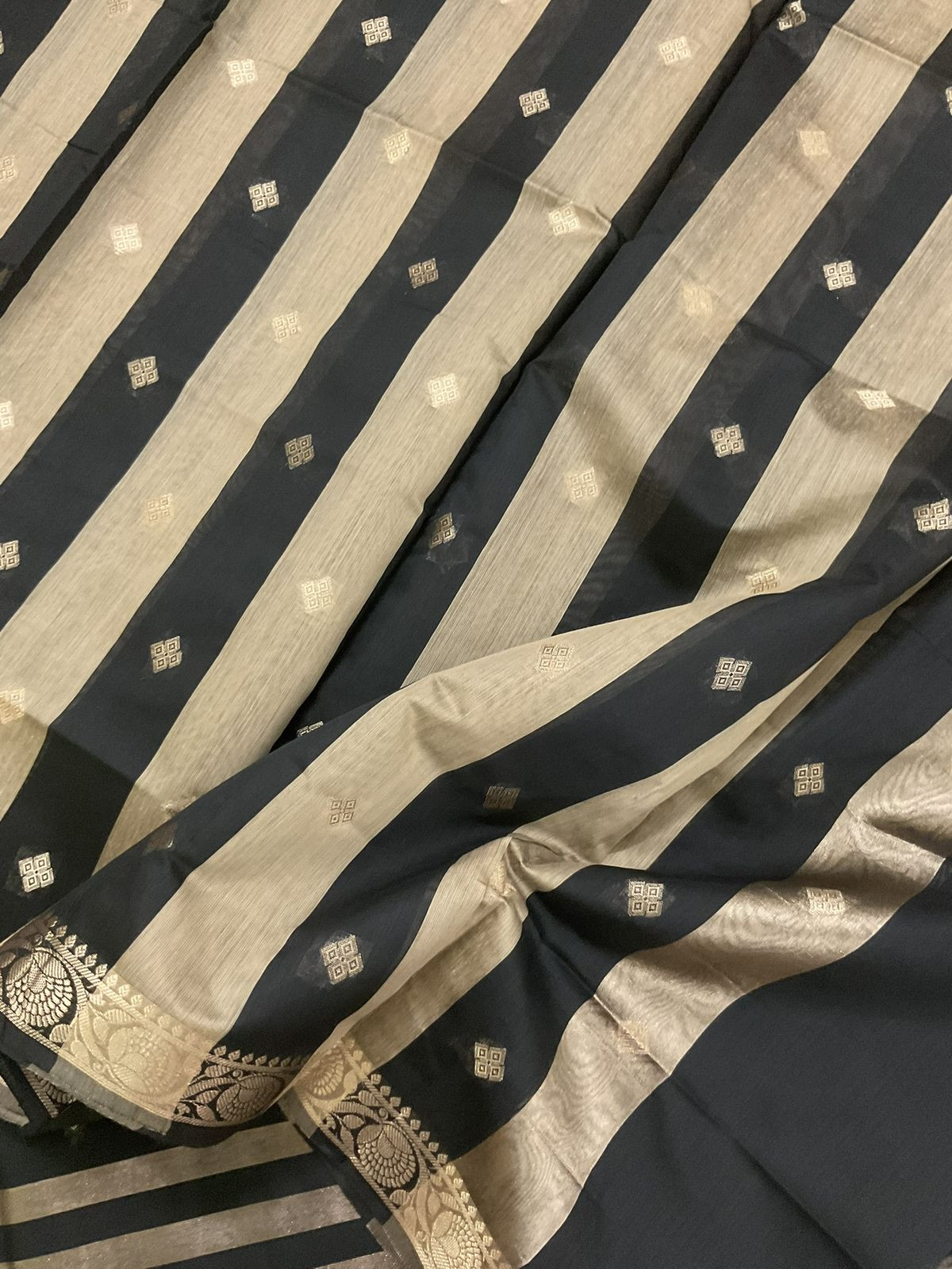 Soft Maheshwari Self Weaved Suit - Black