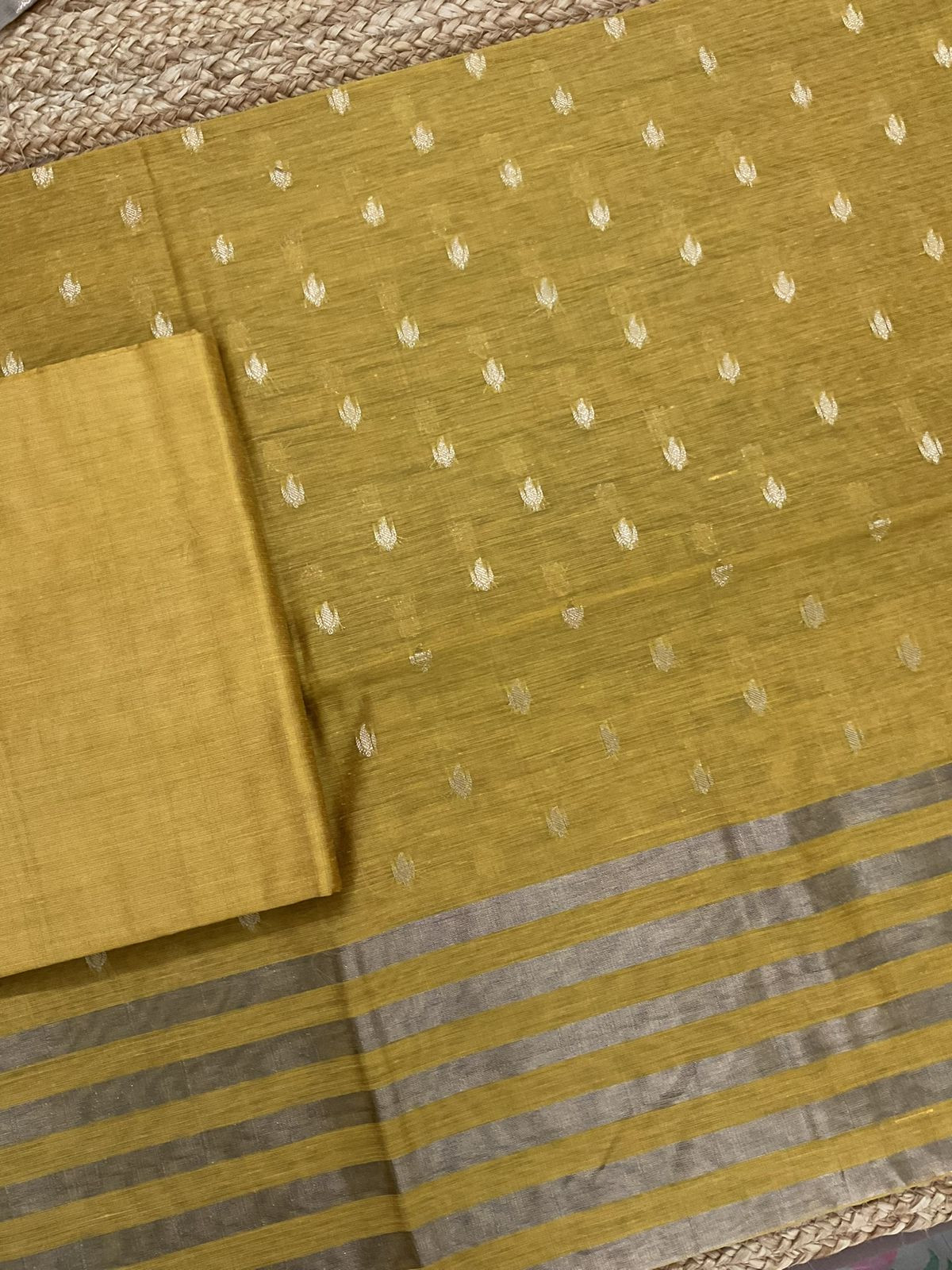 Soft Maheshwari Self Weaved Suit - Yellow