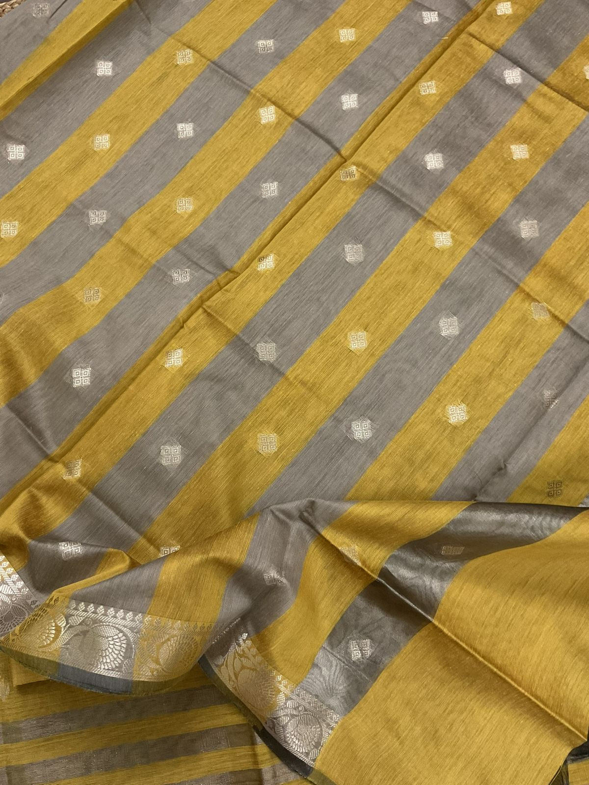 Soft Maheshwari Self Weaved Suit - Yellow