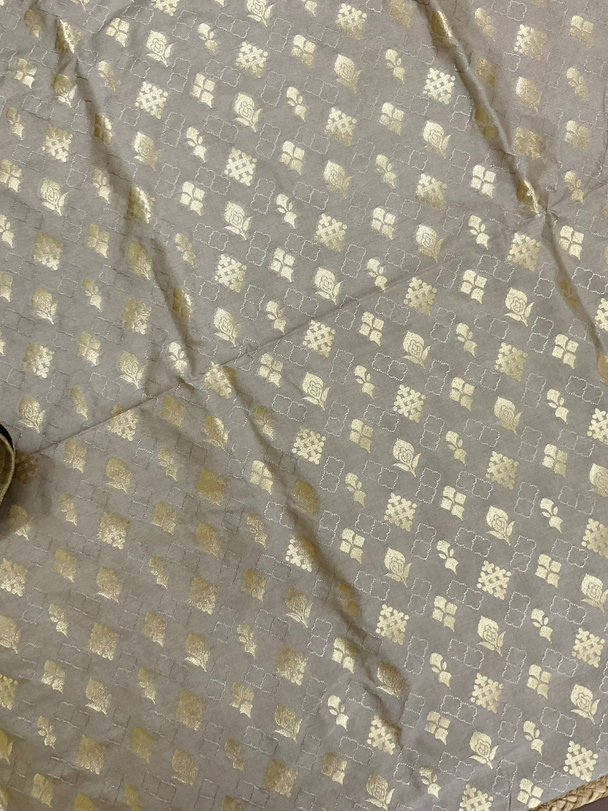 Pure Upada Silk Self Weaved Banarasi Weaved Suit - Beige