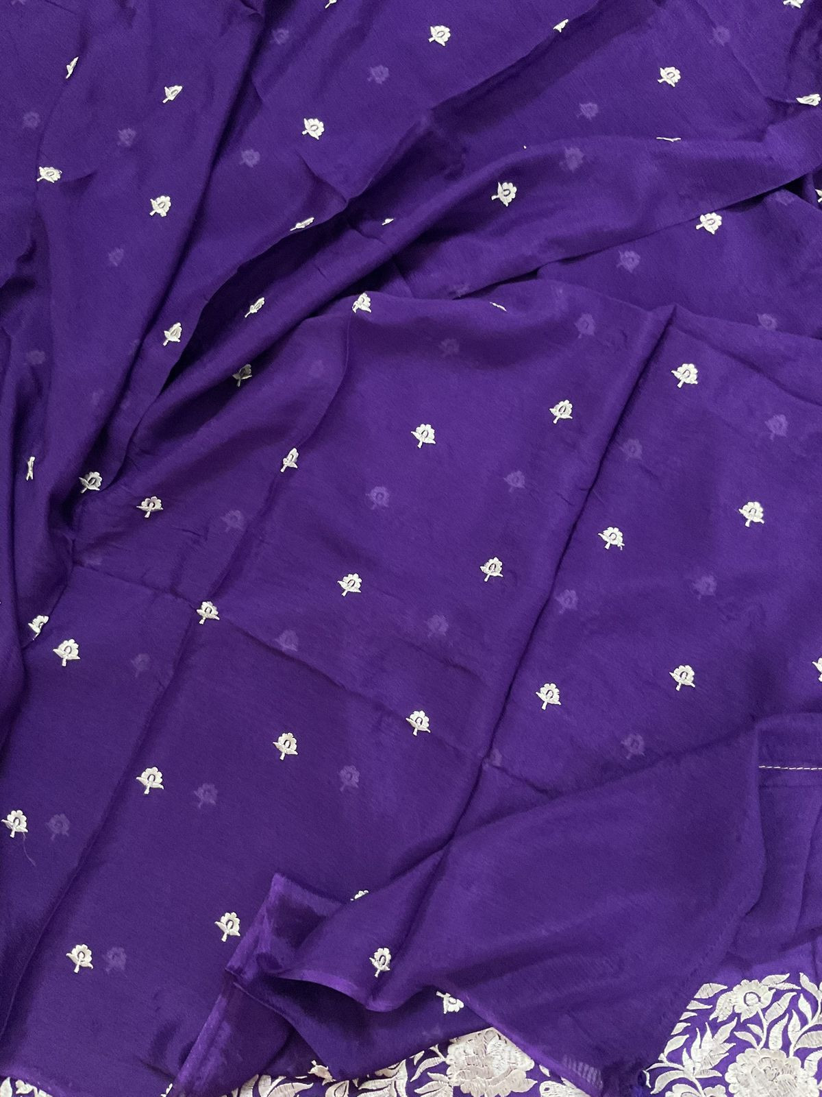 Soft Dola Silk Embroidered Suit - Violet