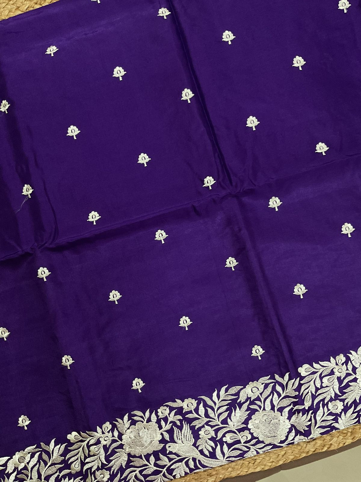 Soft Dola Silk Embroidered Suit - Violet