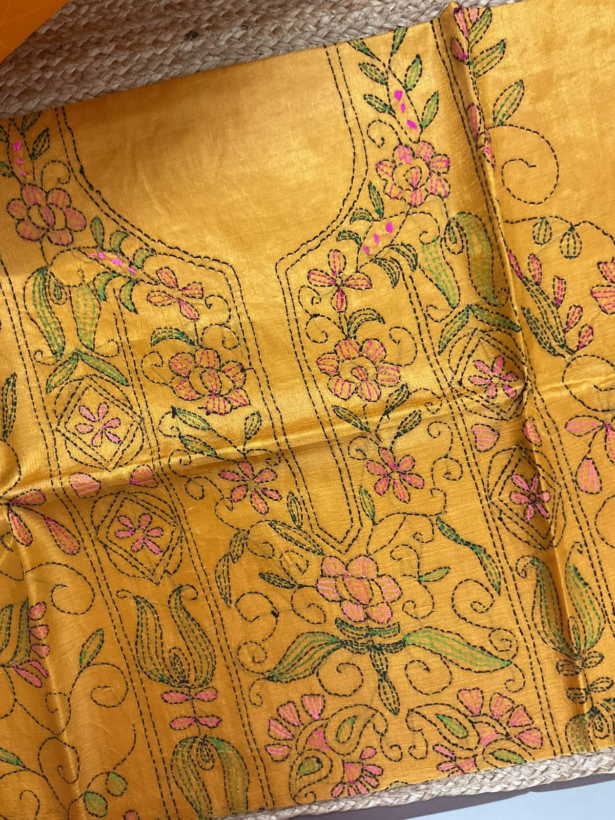 Soft Semi Tussar Silk Embroidered Suit - Yellow