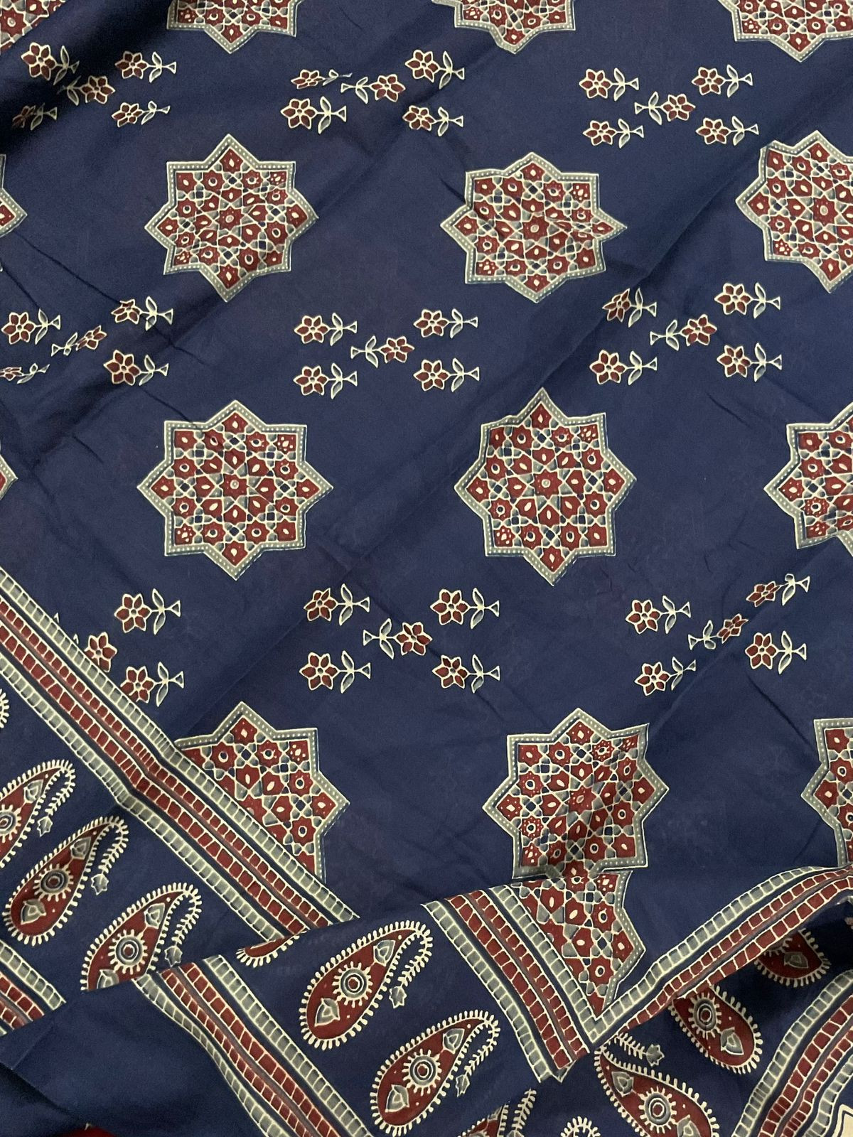 Pure Cotton Printed Embroidered Suit - Maroon