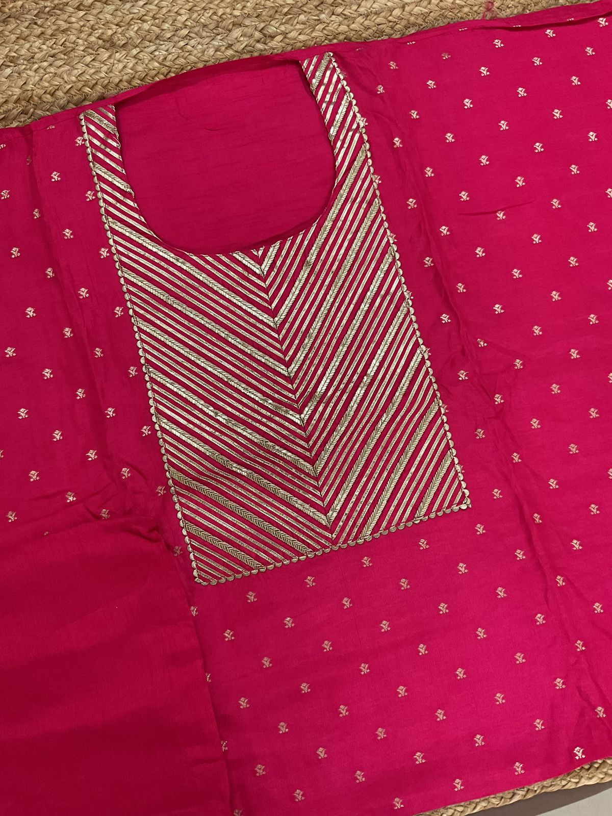 Soft Dola Silk Banarasi Weaved Embroidered Suit - Pink