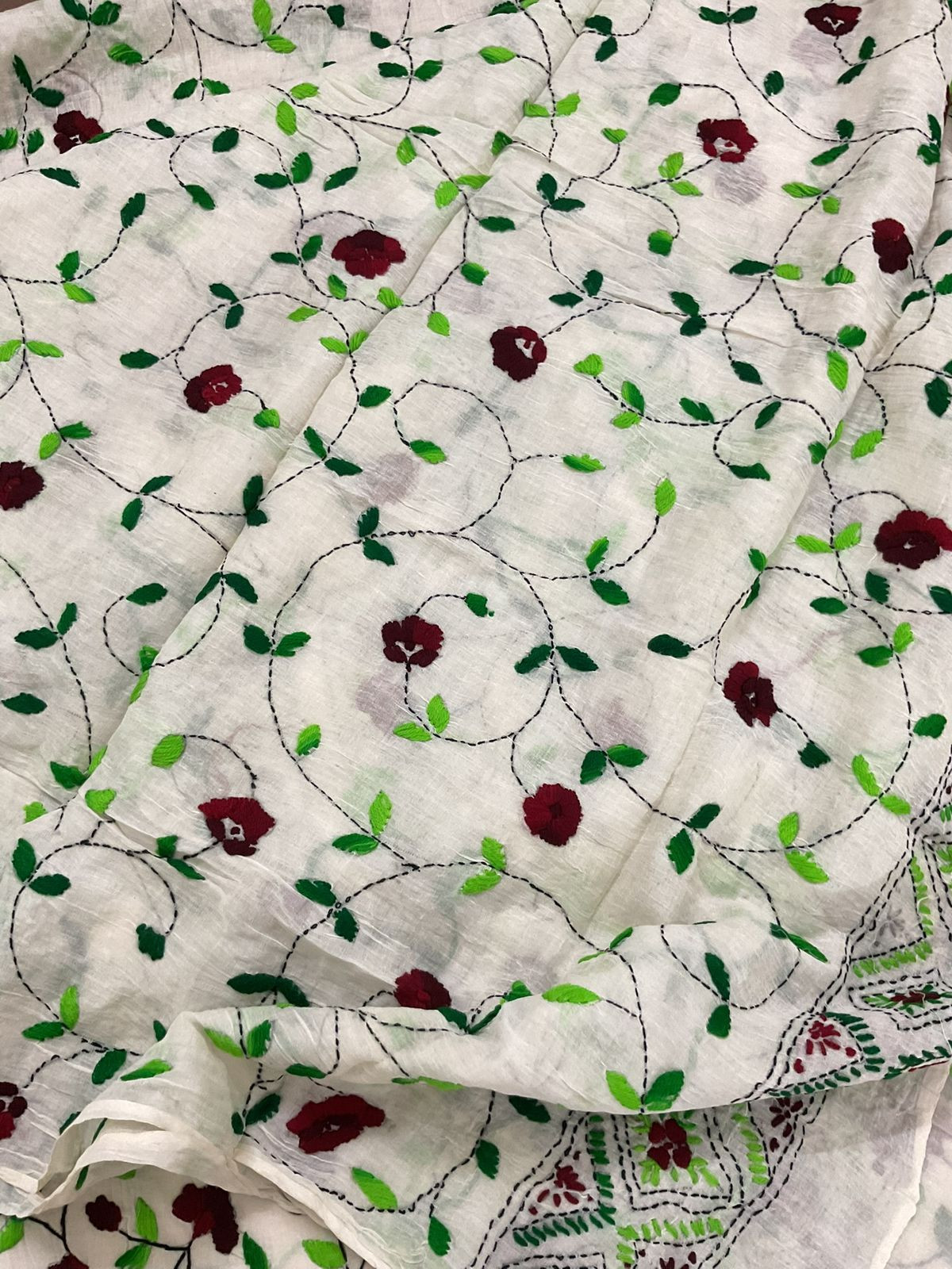 Pure Cotton Embroidered Suit - Off White