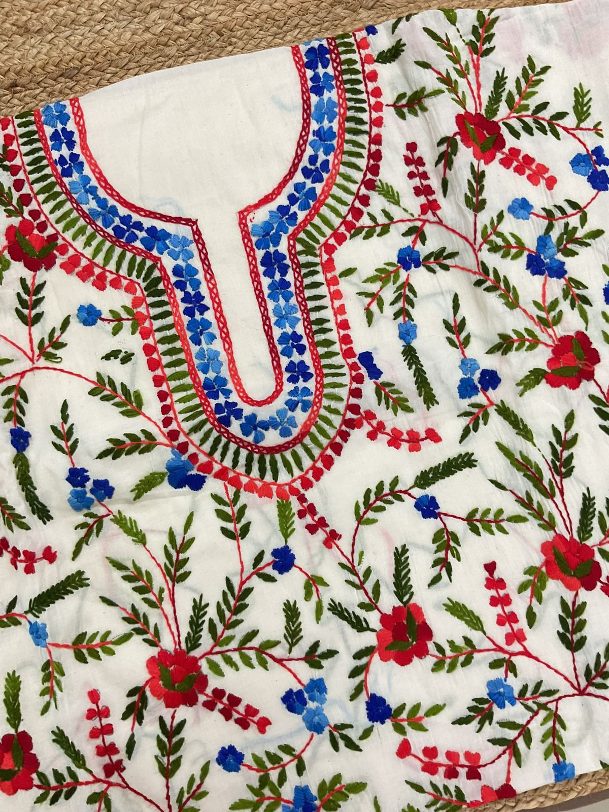 Pure Cotton Embroidered Suit - Off White
