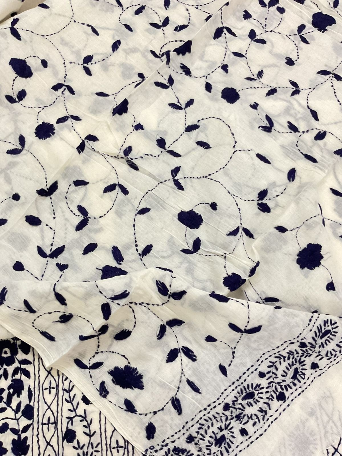 Pure Cotton Embroidered Suit - Off White