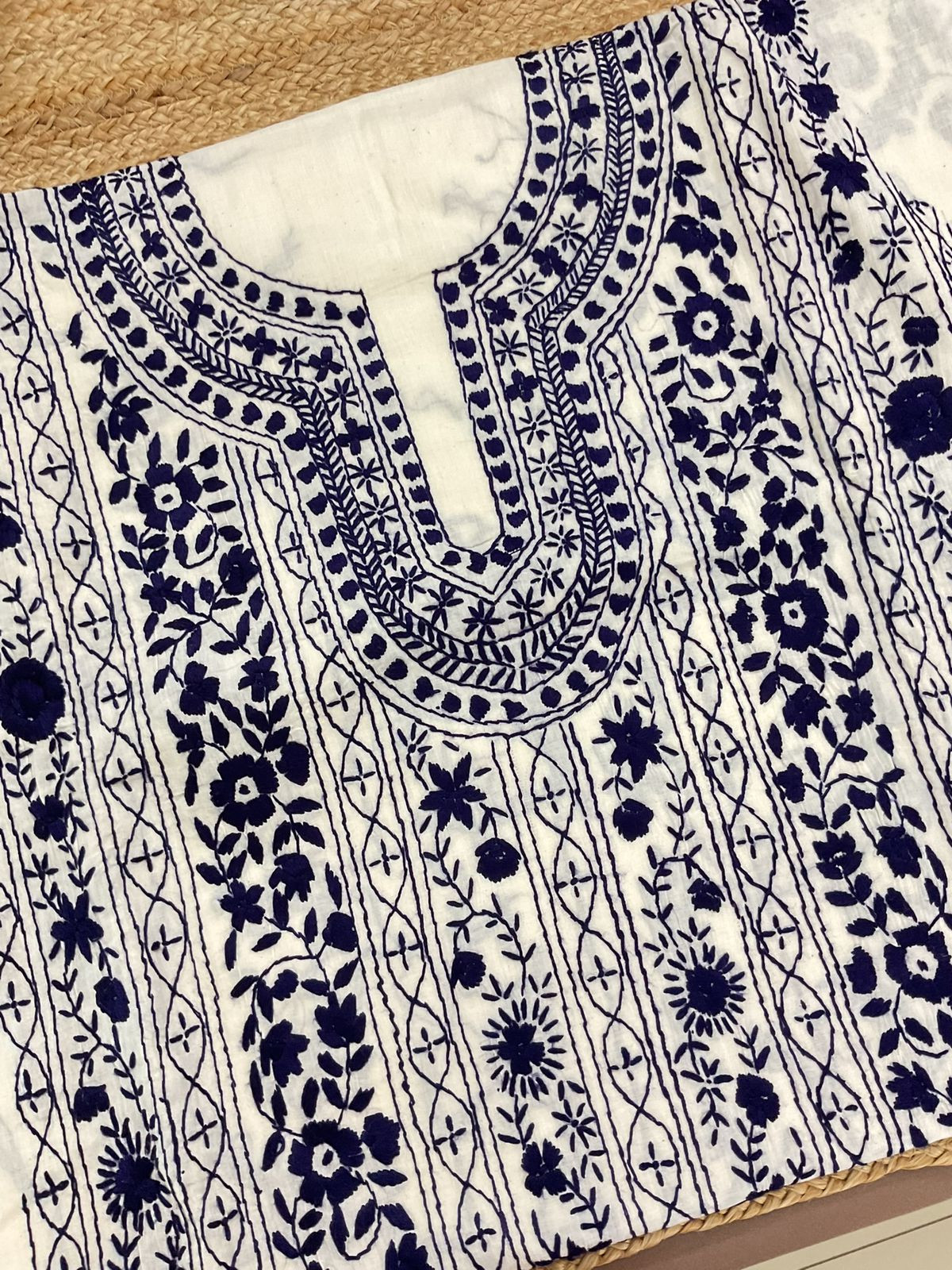 Pure Cotton Embroidered Suit - Off White