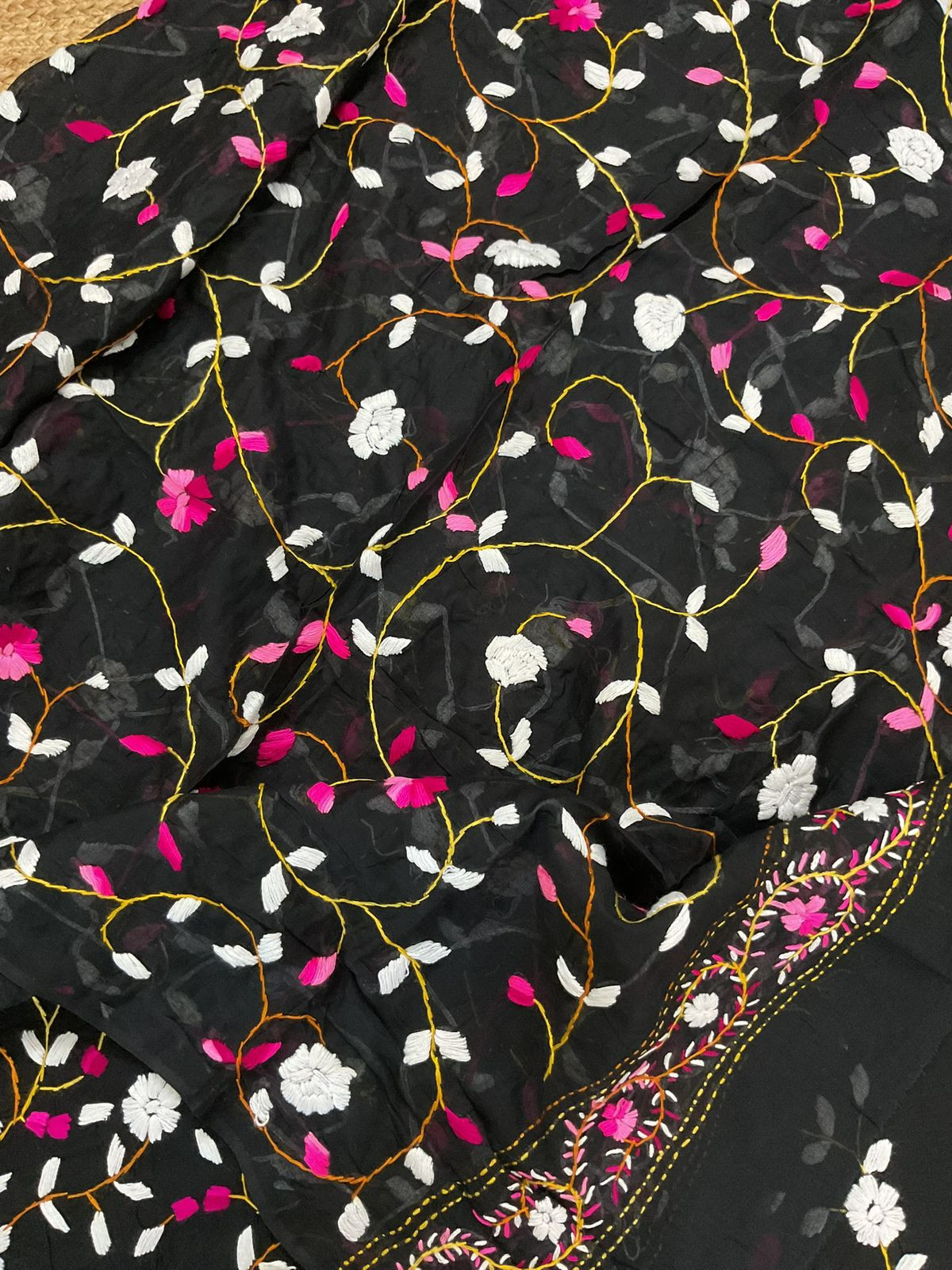 Pure Cotton Embroidered Suit - Black