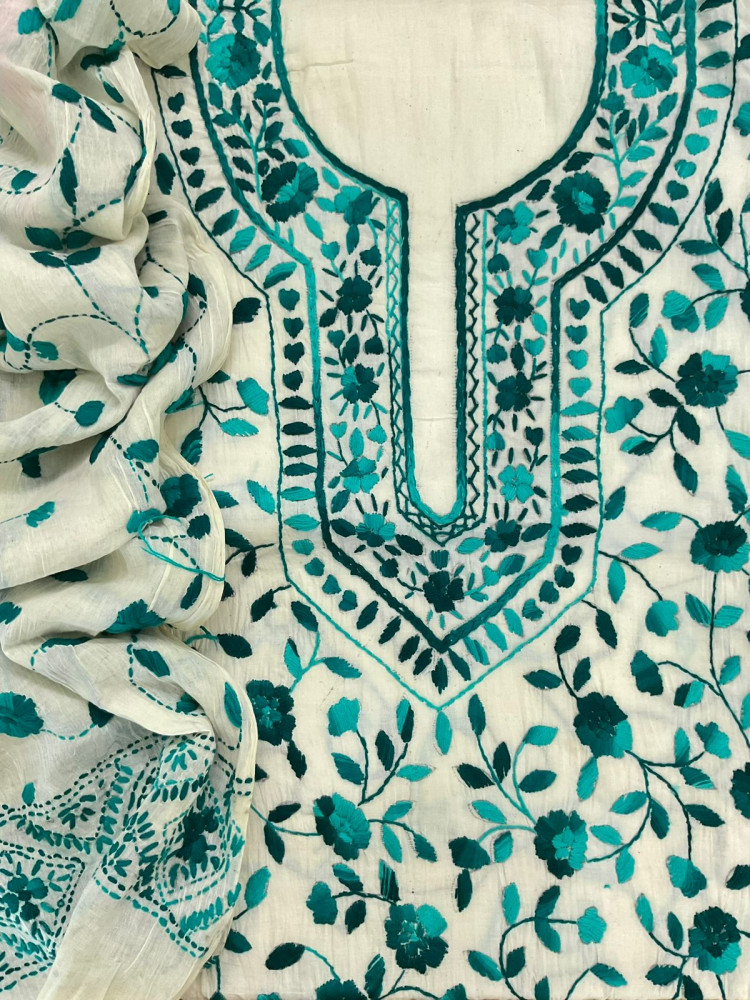 Image of Pure Cotton Embroidered Suit - Off White