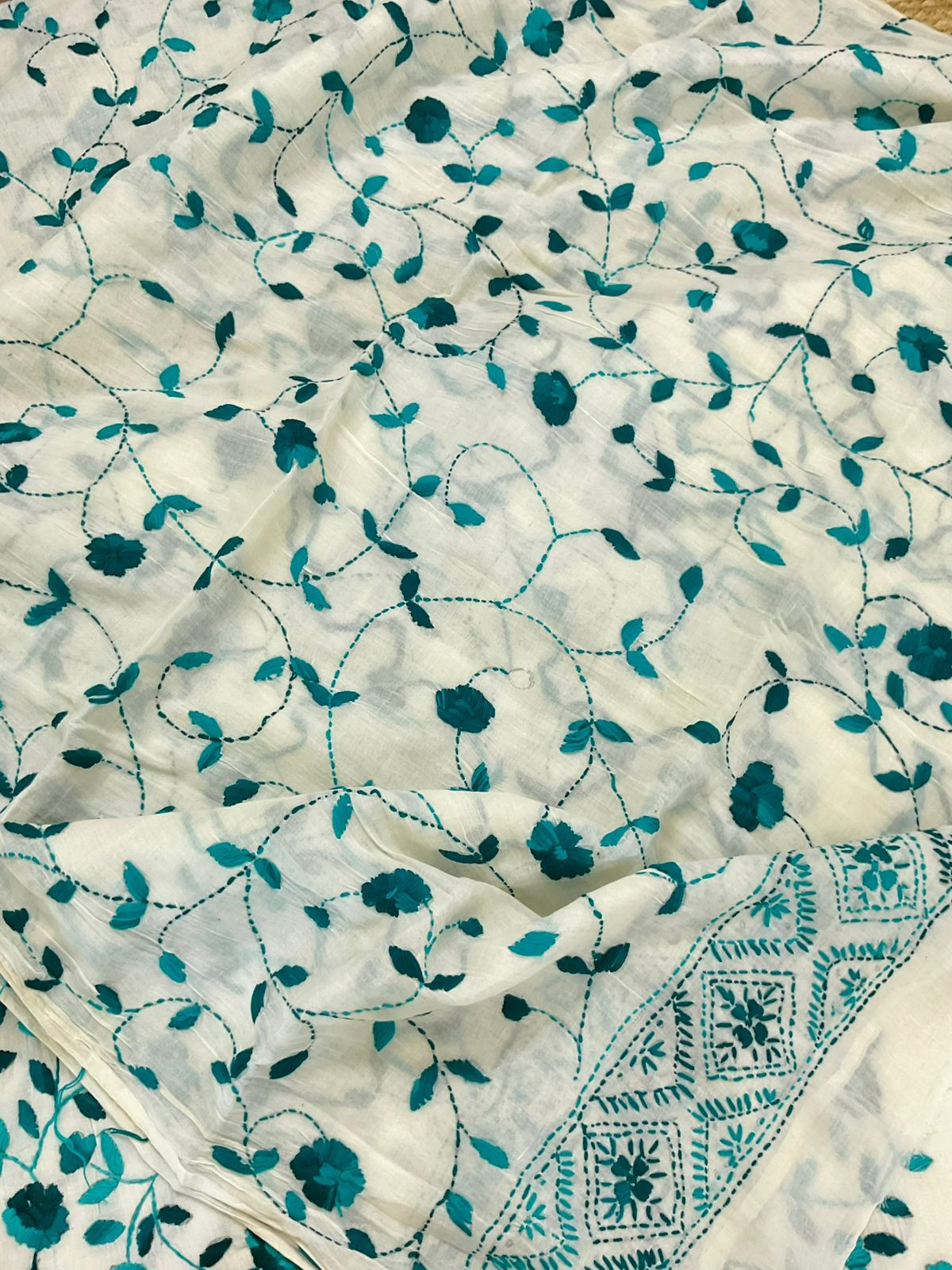 Pure Cotton Embroidered Suit - Off White