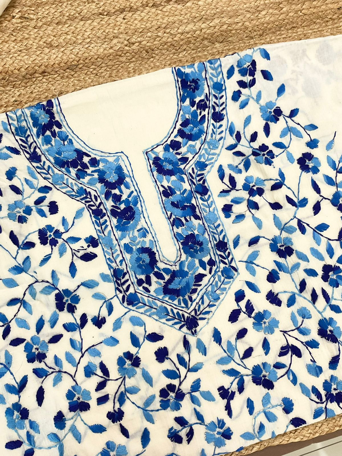 Pure Cotton Embroidered Suit - Off White