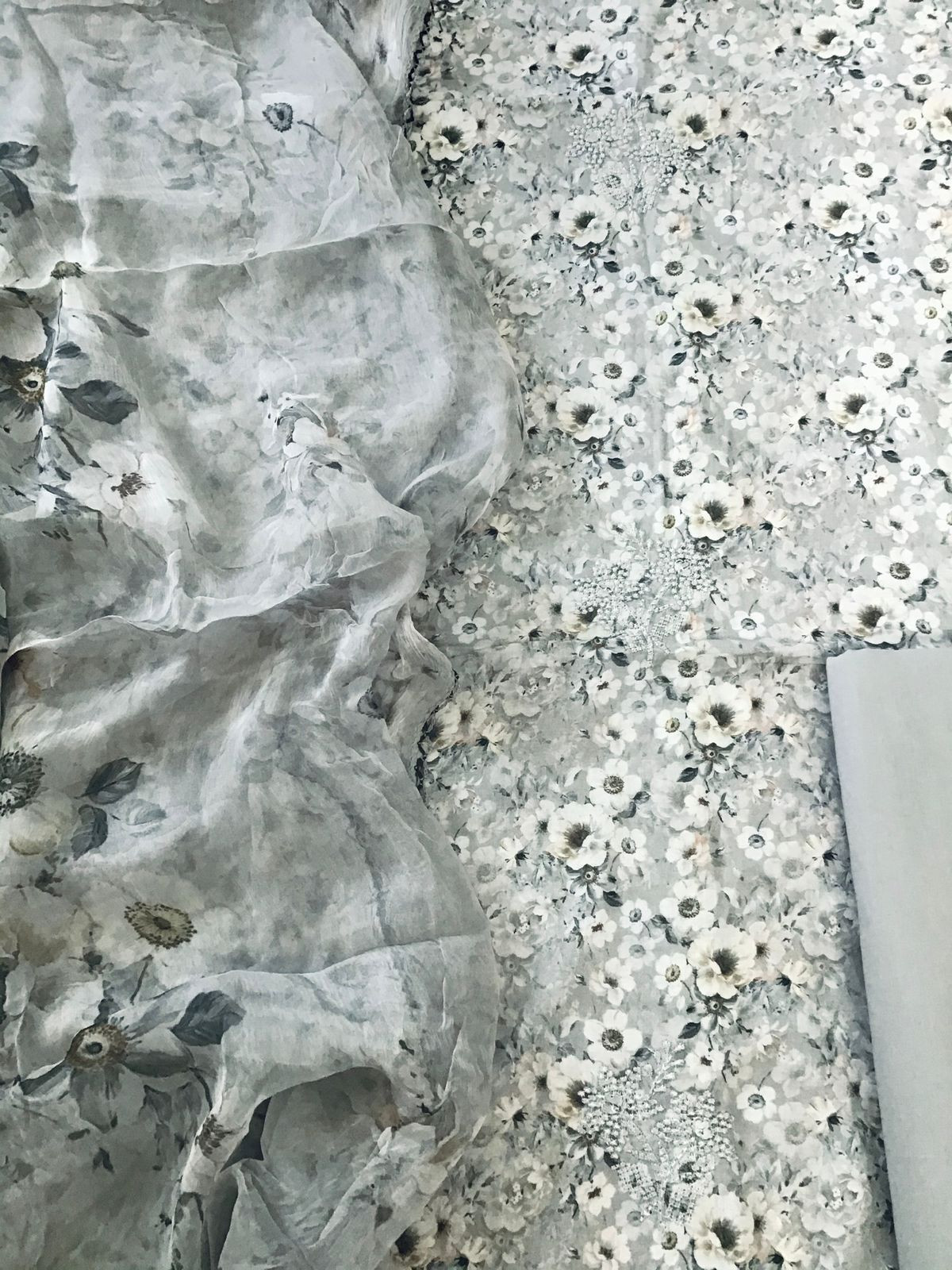 Pure Cotton Printed Embroidered Suit - Grey