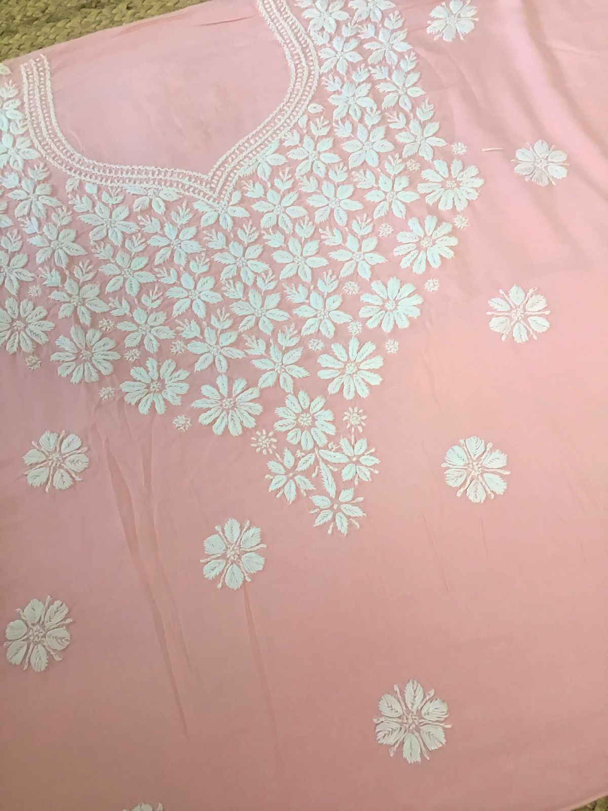 Pure Modal Embroidered Suit - Peach