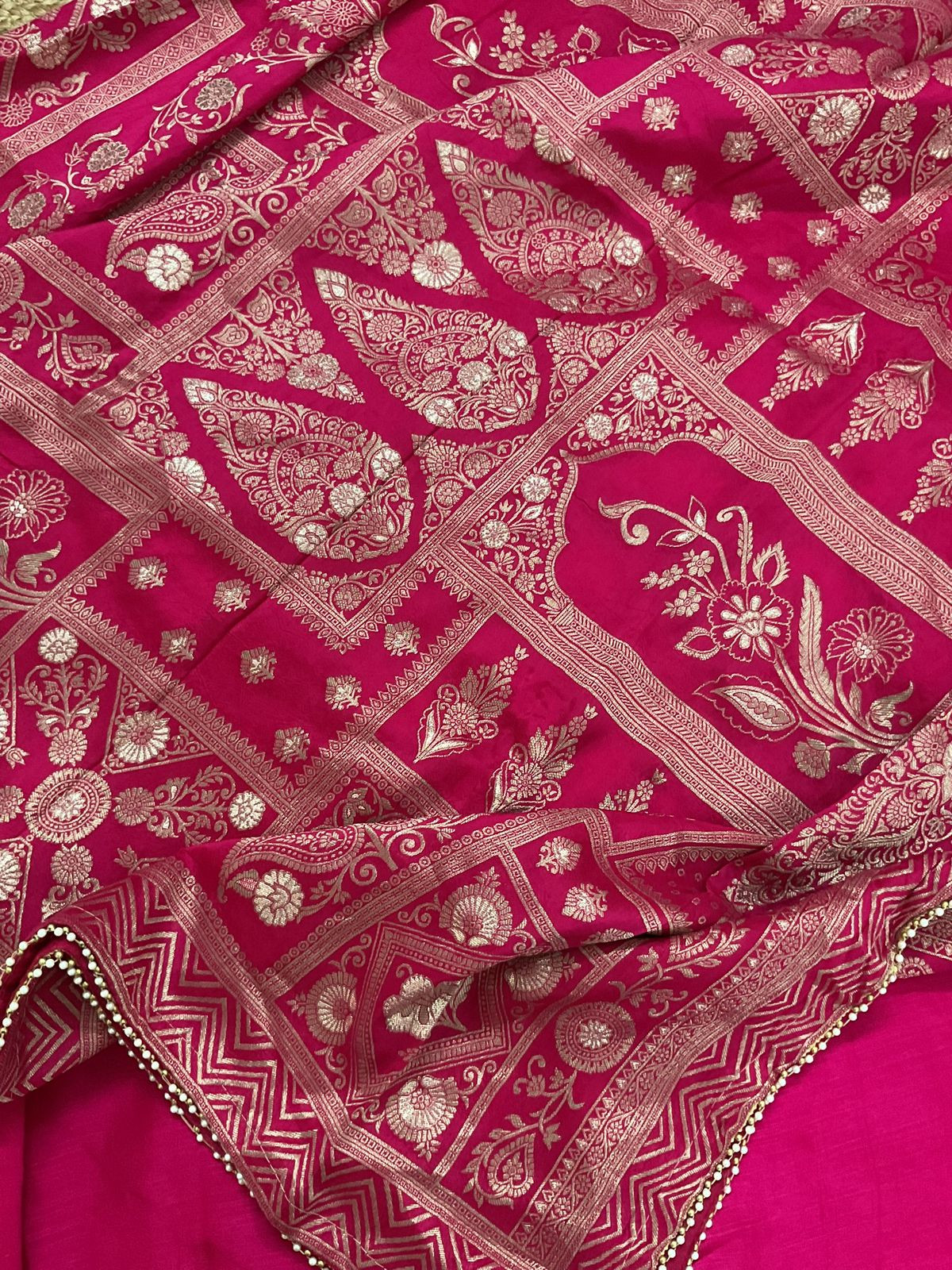 Soft Fine Raw Silk Embroidered Banarasi Weaved Suit - Pink
