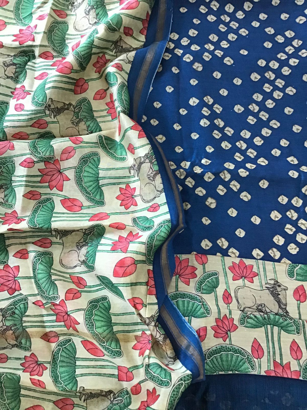 Pure Chanderi Printed Suit - Blue