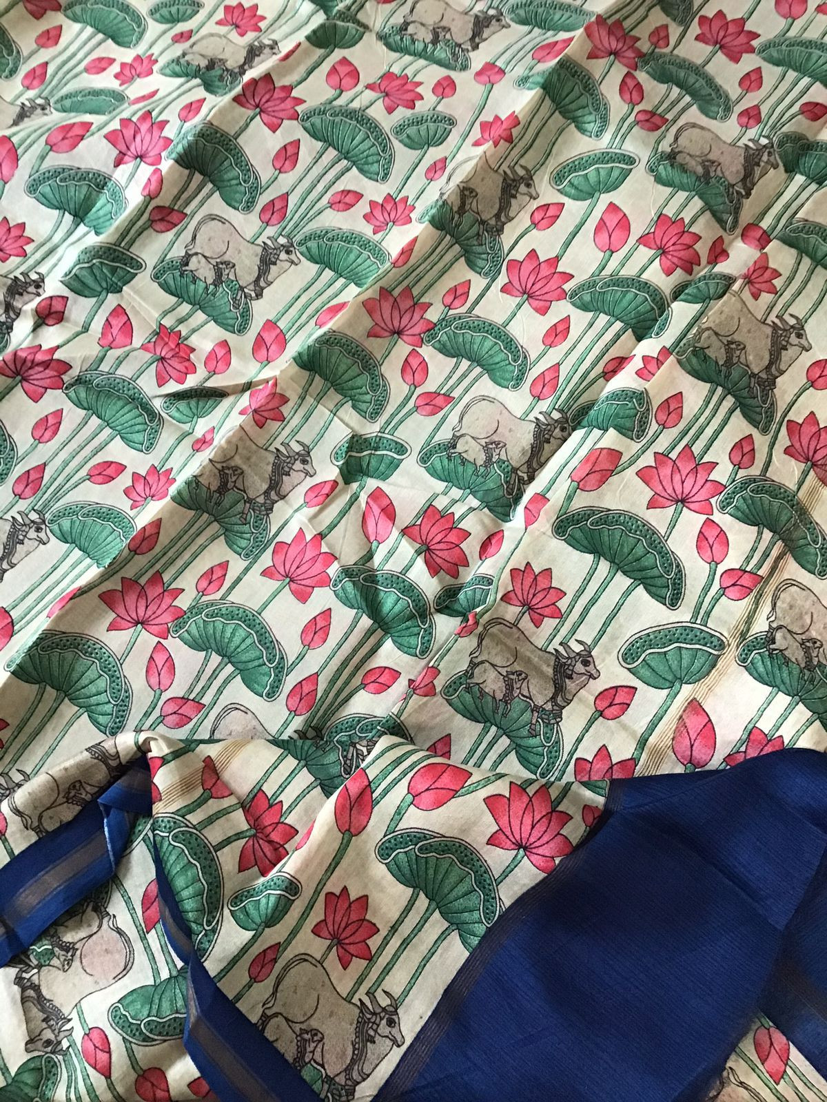 Pure Chanderi Printed Suit - Blue