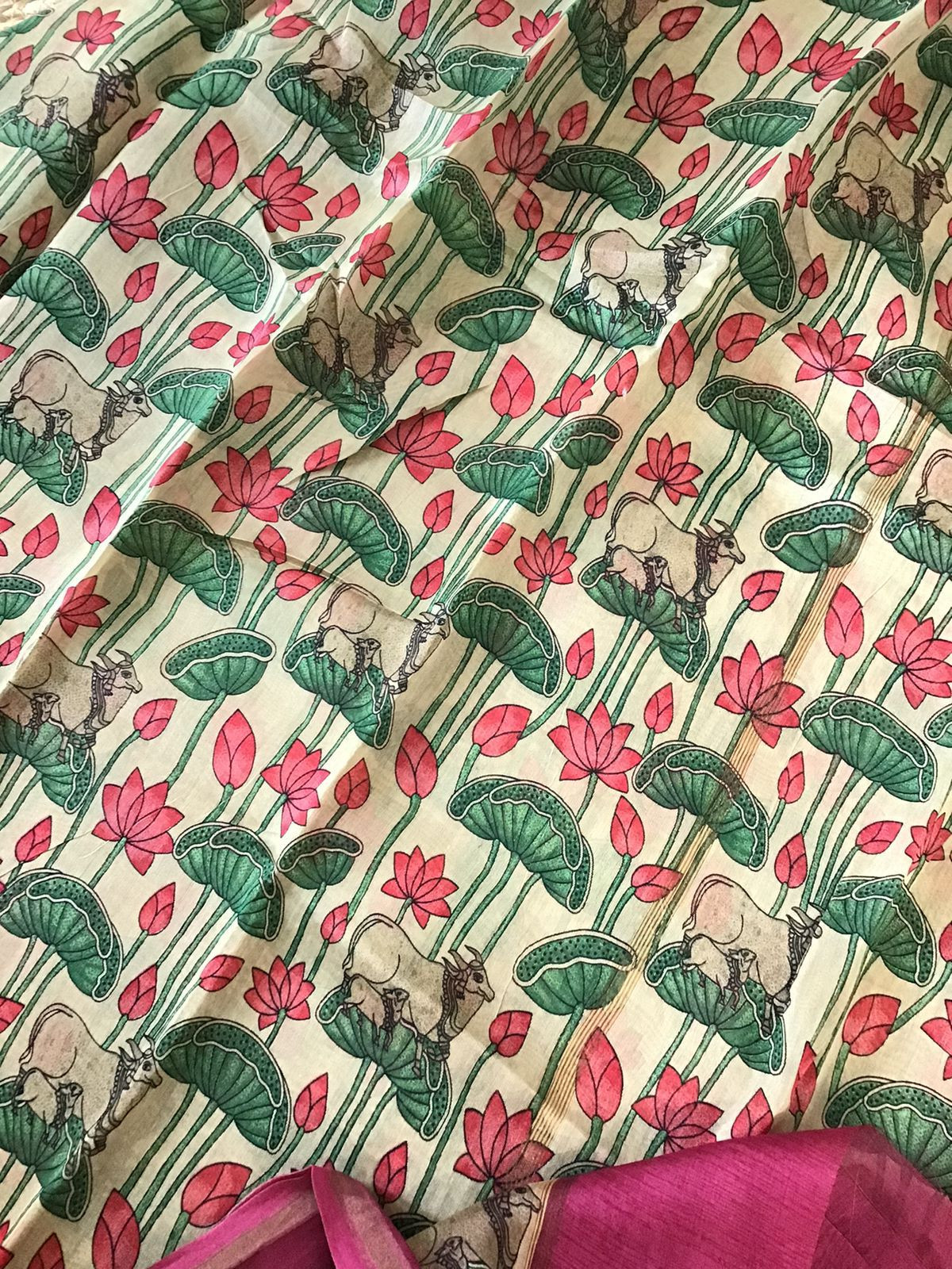 Pure Chanderi Printed Suit - Pink