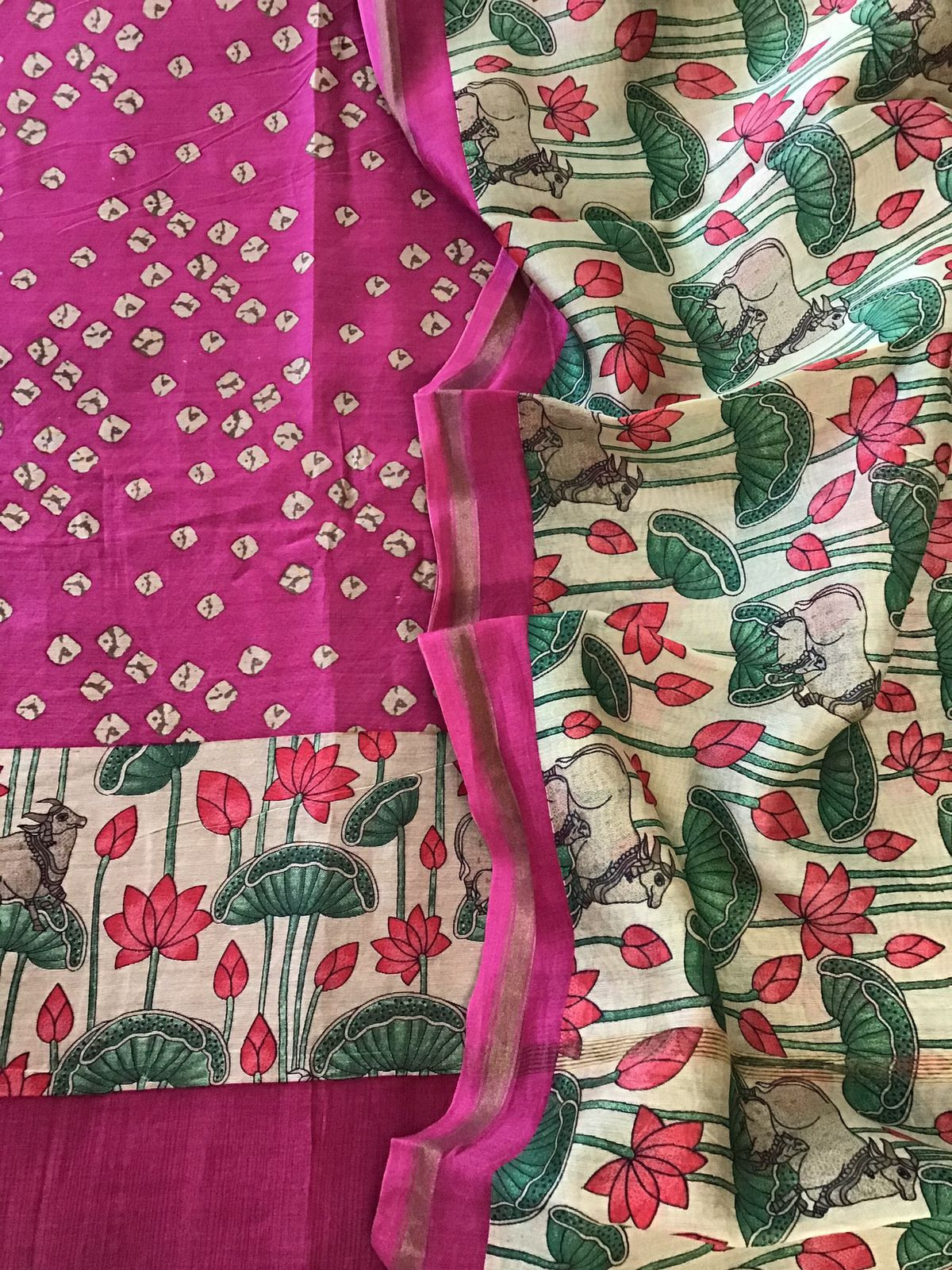 Pure Chanderi Printed Suit - Pink