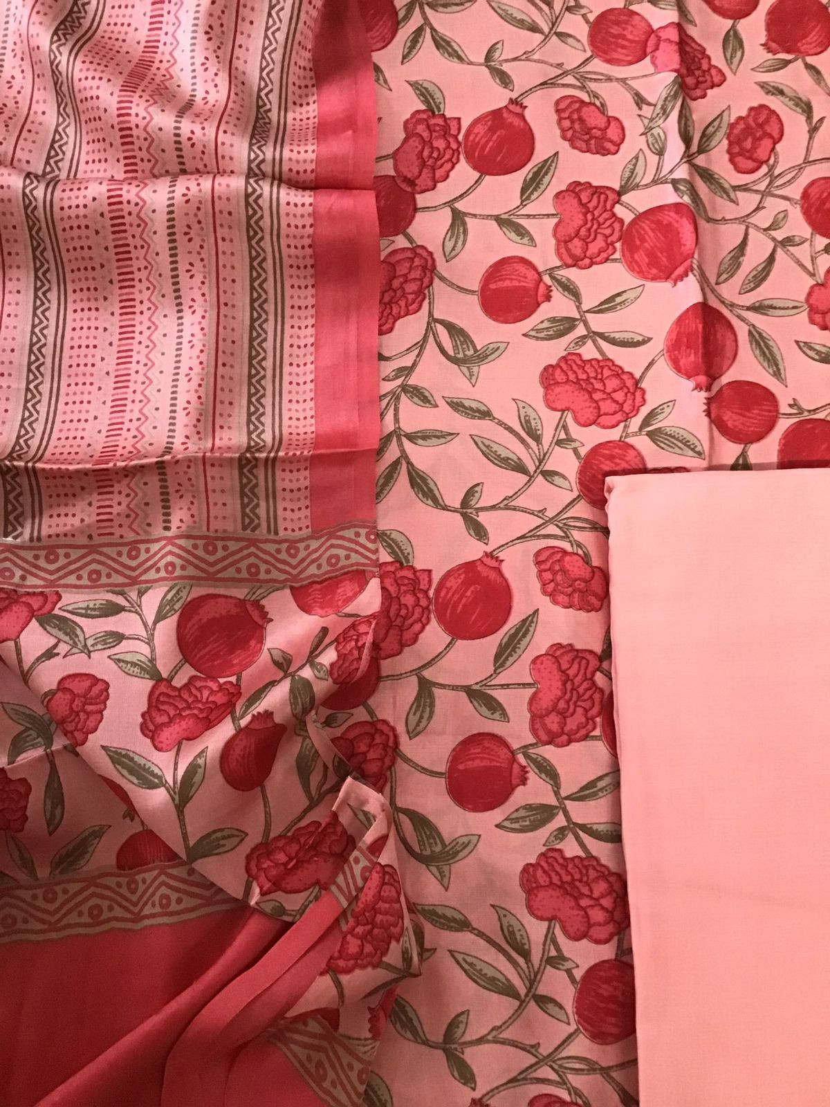 Pure Satin Crepe Printed Suit - Peach