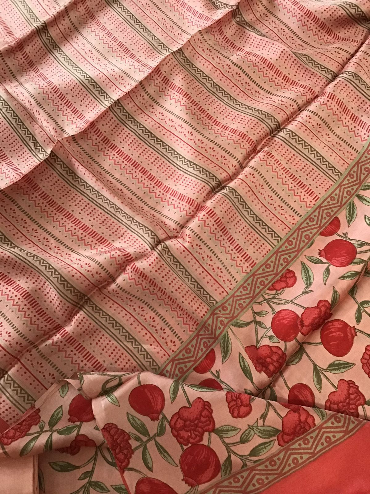 Pure Satin Crepe Printed Suit - Peach