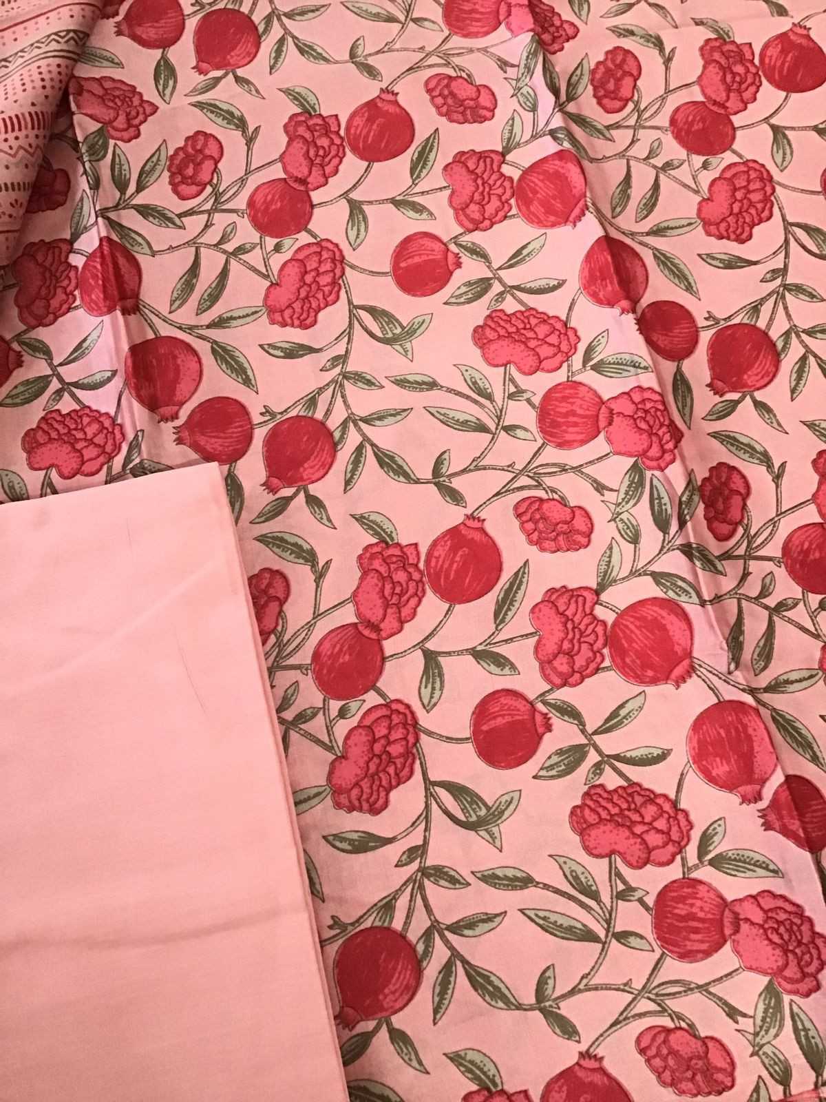 Pure Satin Crepe Printed Suit - Peach