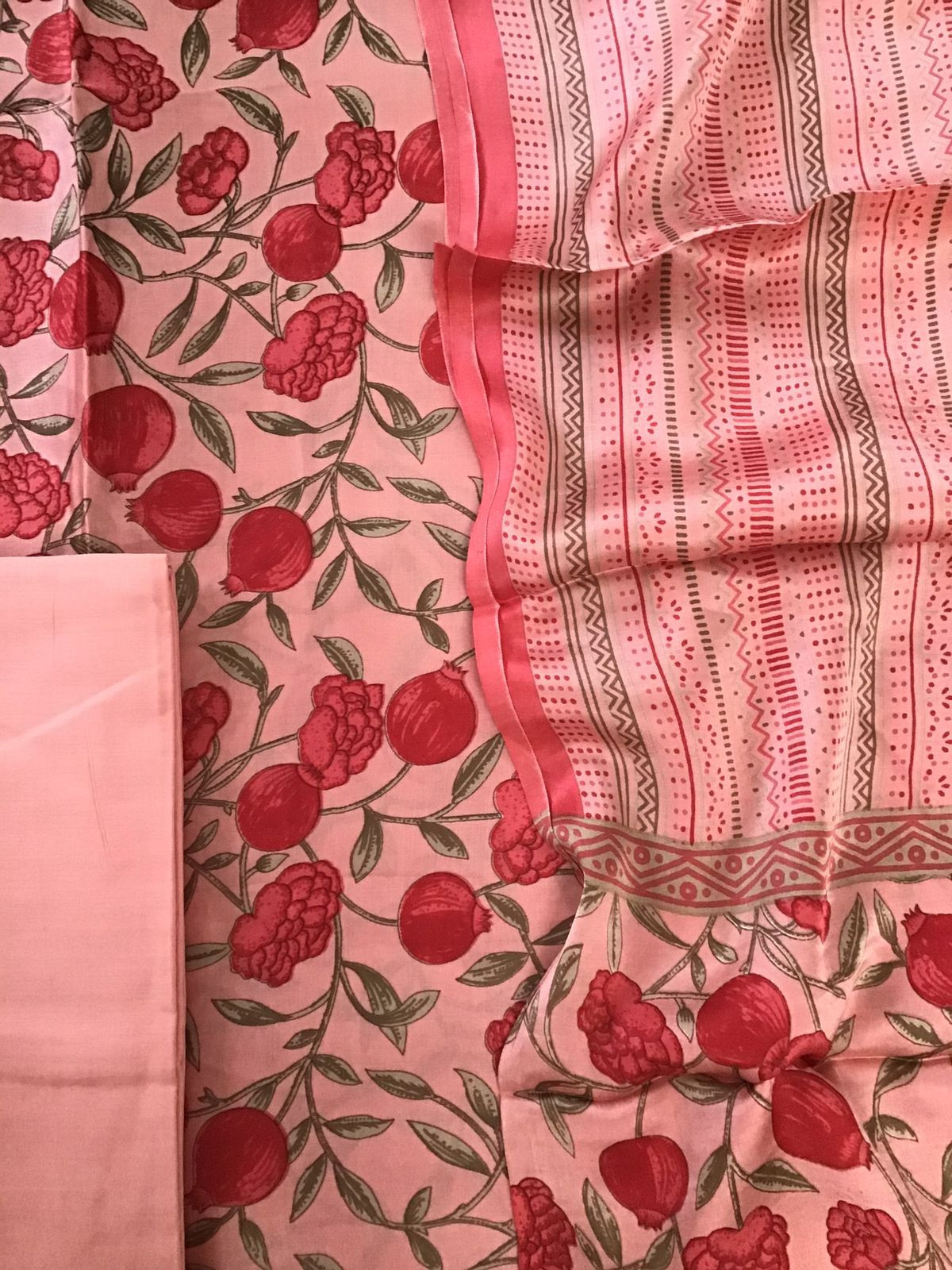 Pure Satin Crepe Printed Suit - Peach