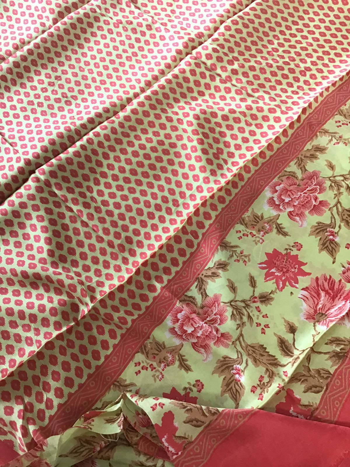 Pure Satin Crepe Printed Suit - Green