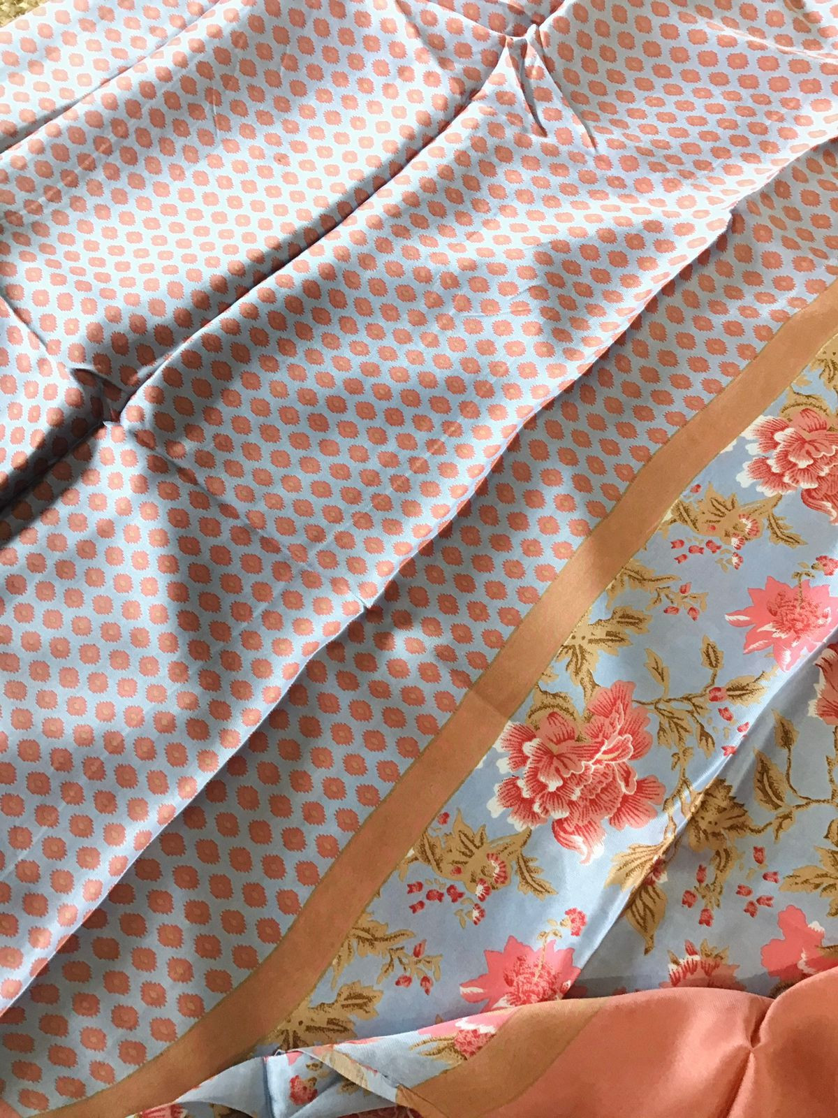 Pure Satin Crepe Printed Suit - Blue