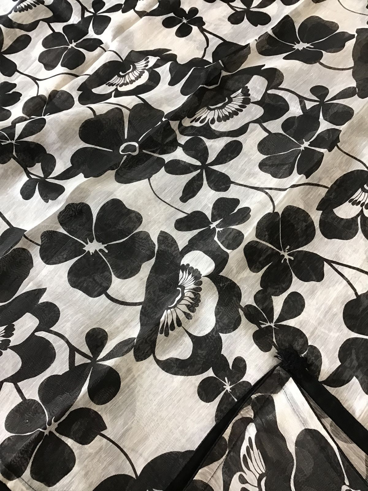 Pure Cotton Silk Printed Embroidered Suit - Black