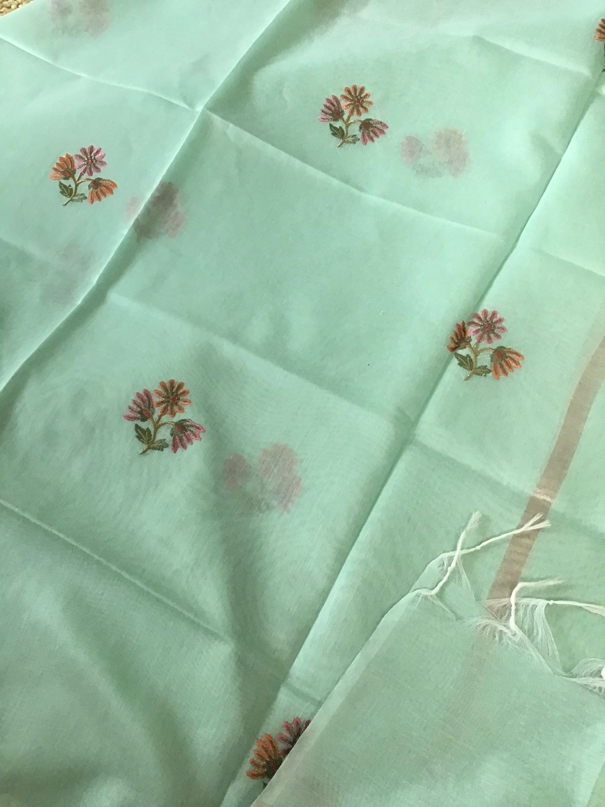 Soft Chanderi Embroidered Suit - Green