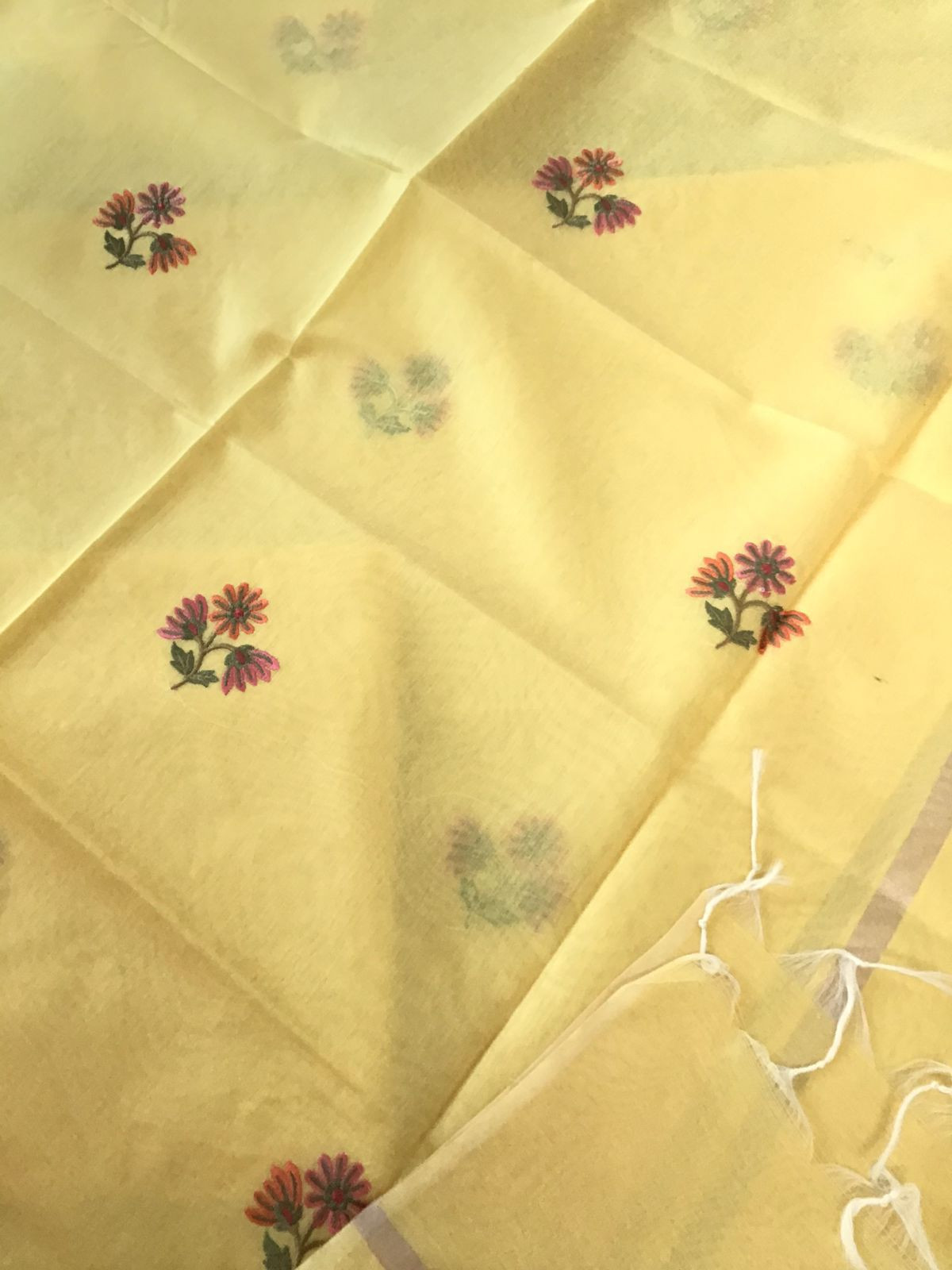 Soft Chanderi Embroidered Suit - Yellow