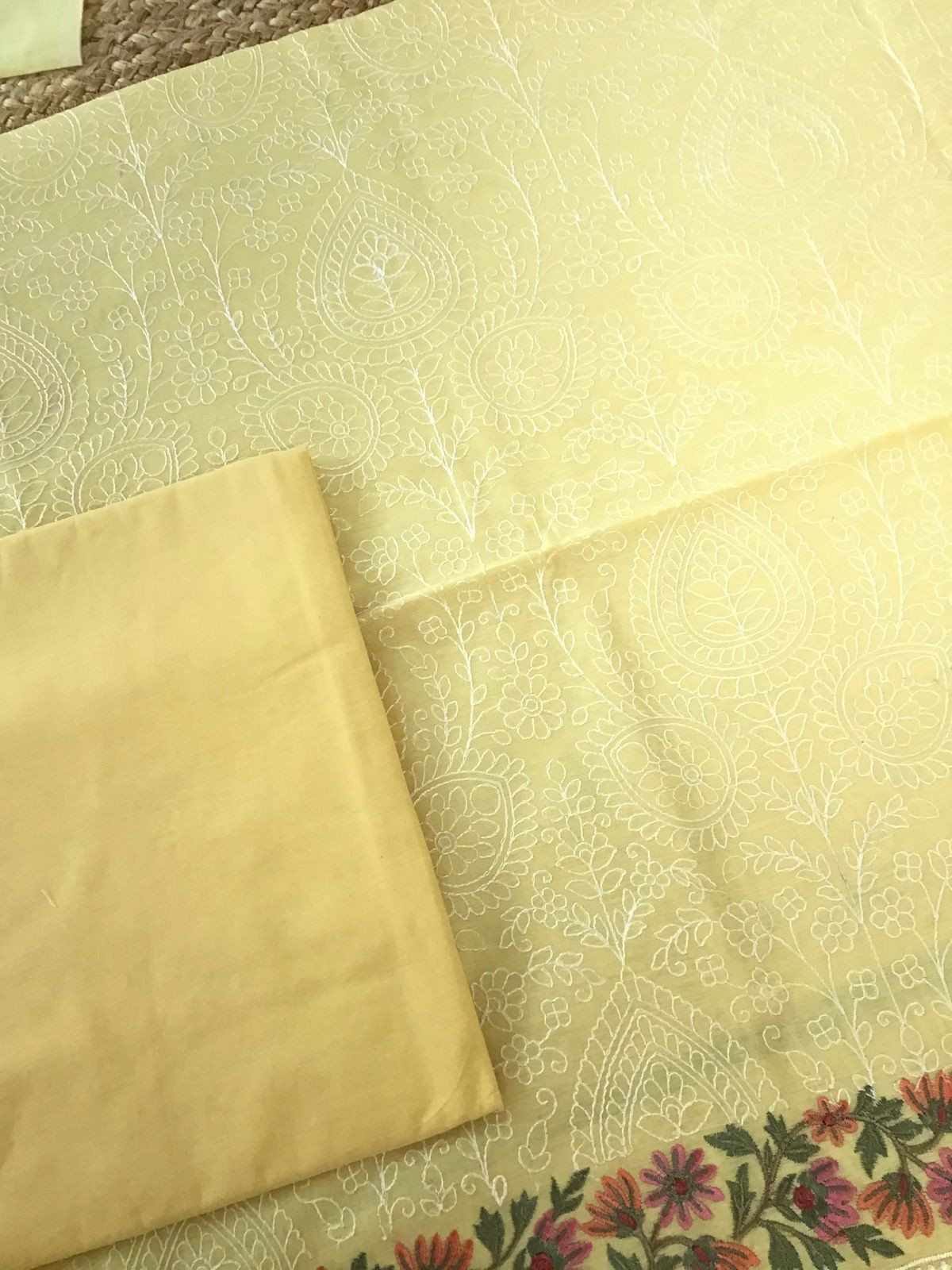 Soft Chanderi Embroidered Suit - Yellow