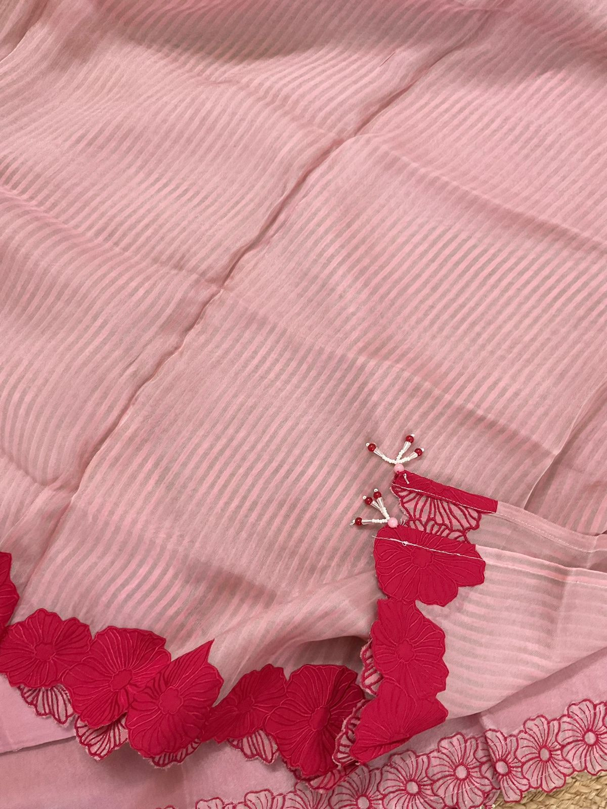 Pure Shimmer Silk Embroidered Suit - Pink