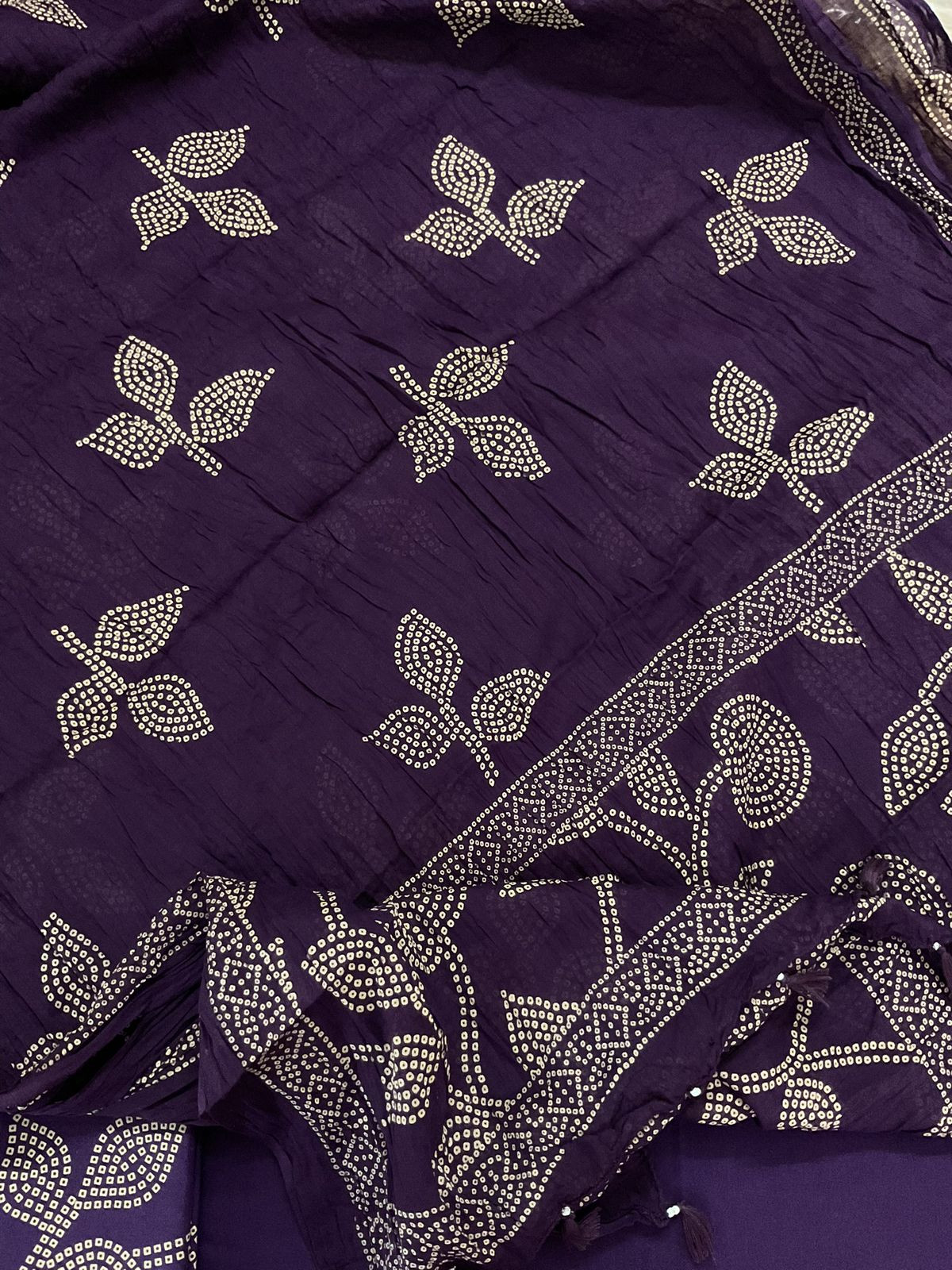 Pure Cotton Printed Embroidered Suit - Purple