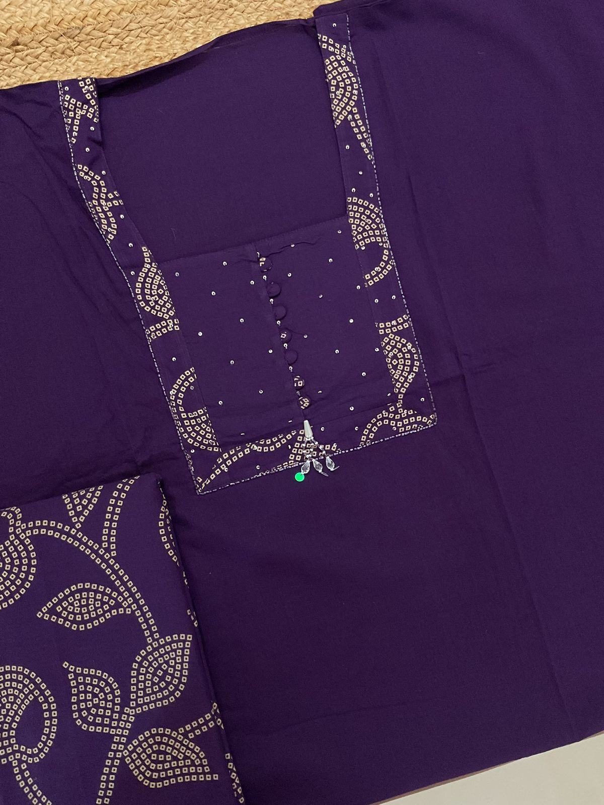 Pure Cotton Printed Embroidered Suit - Purple