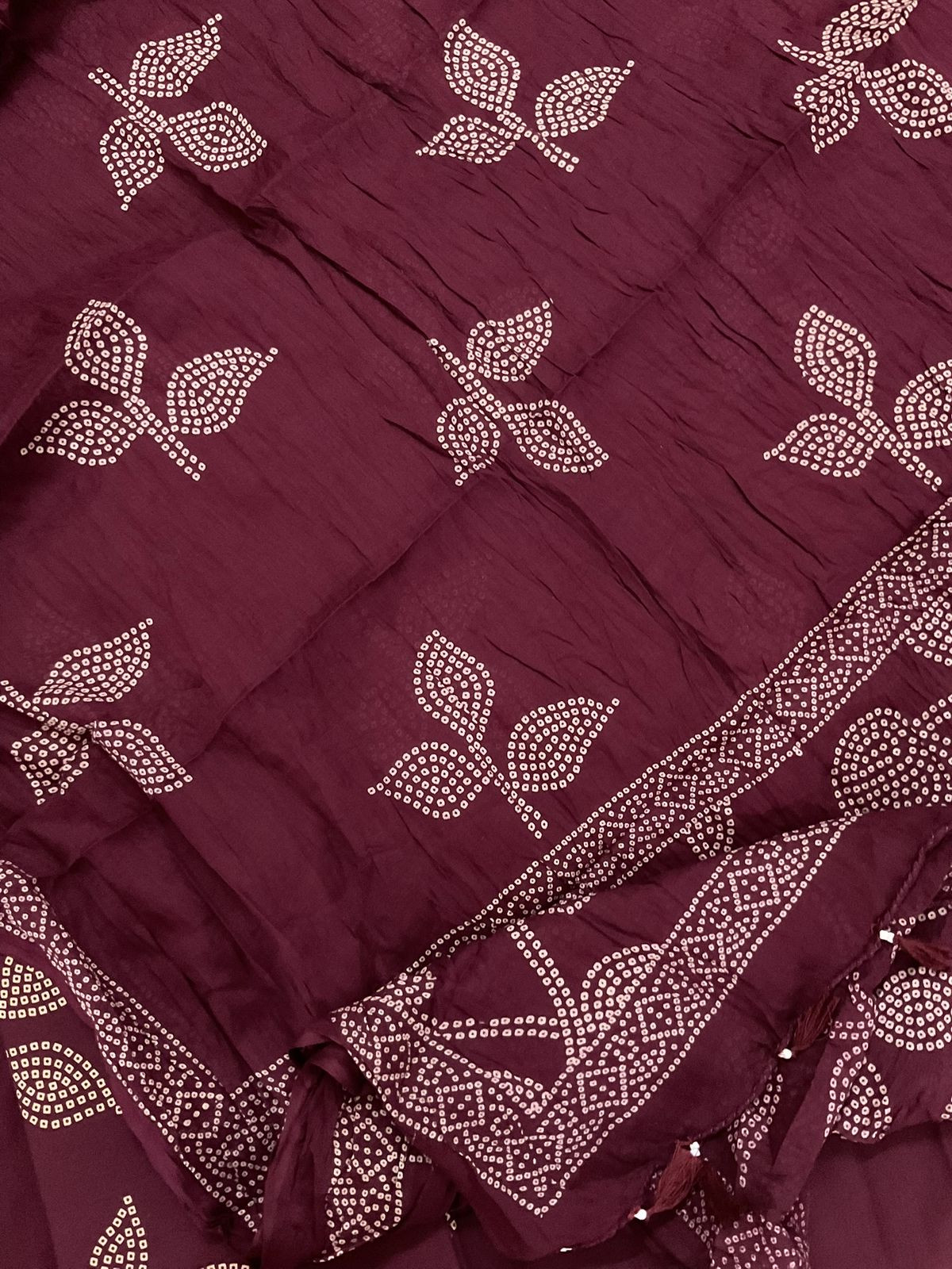 Pure Cotton Printed Embroidered Suit - Wine