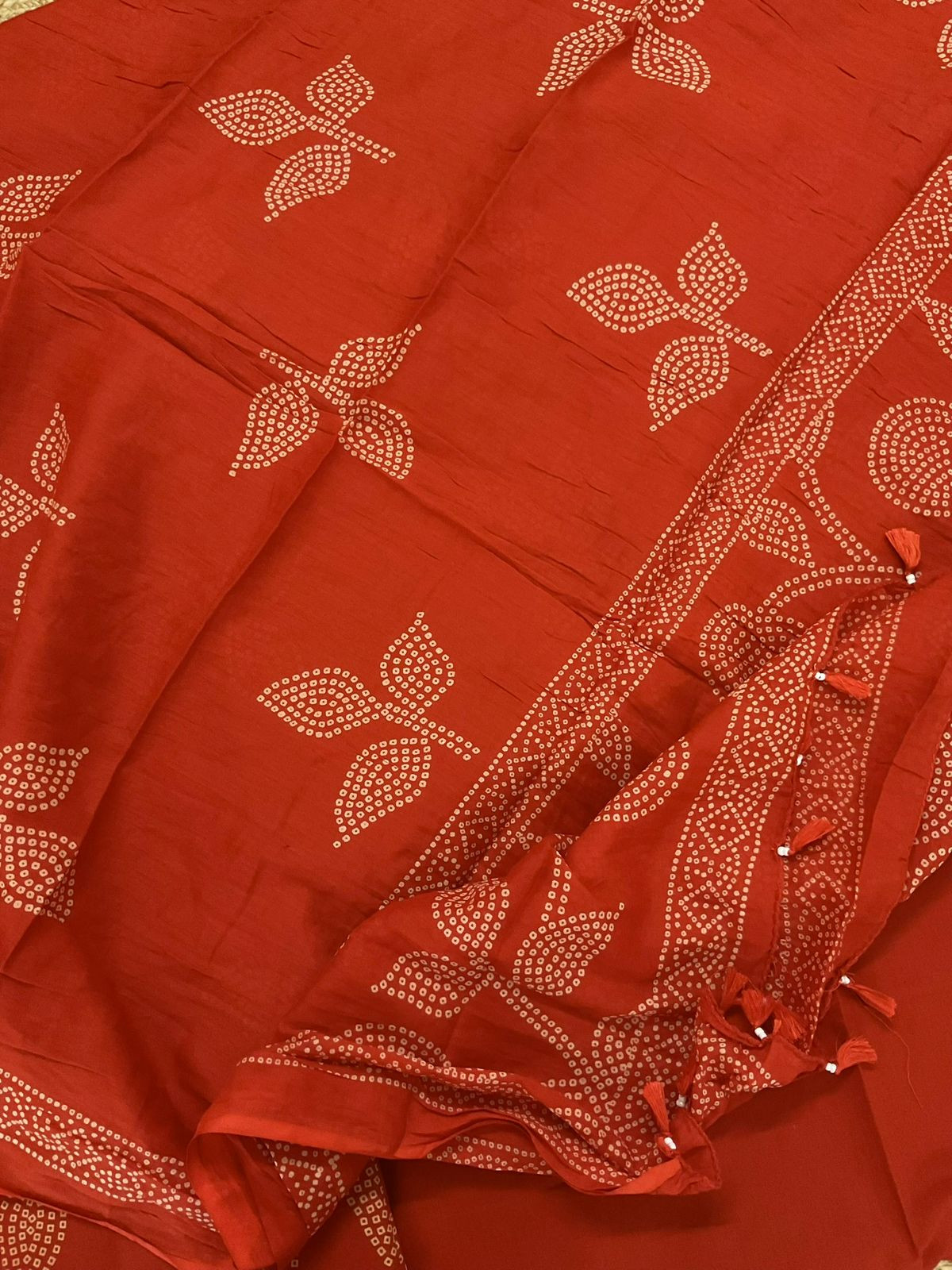 Pure Cotton Printed Embroidered Suit - Orange