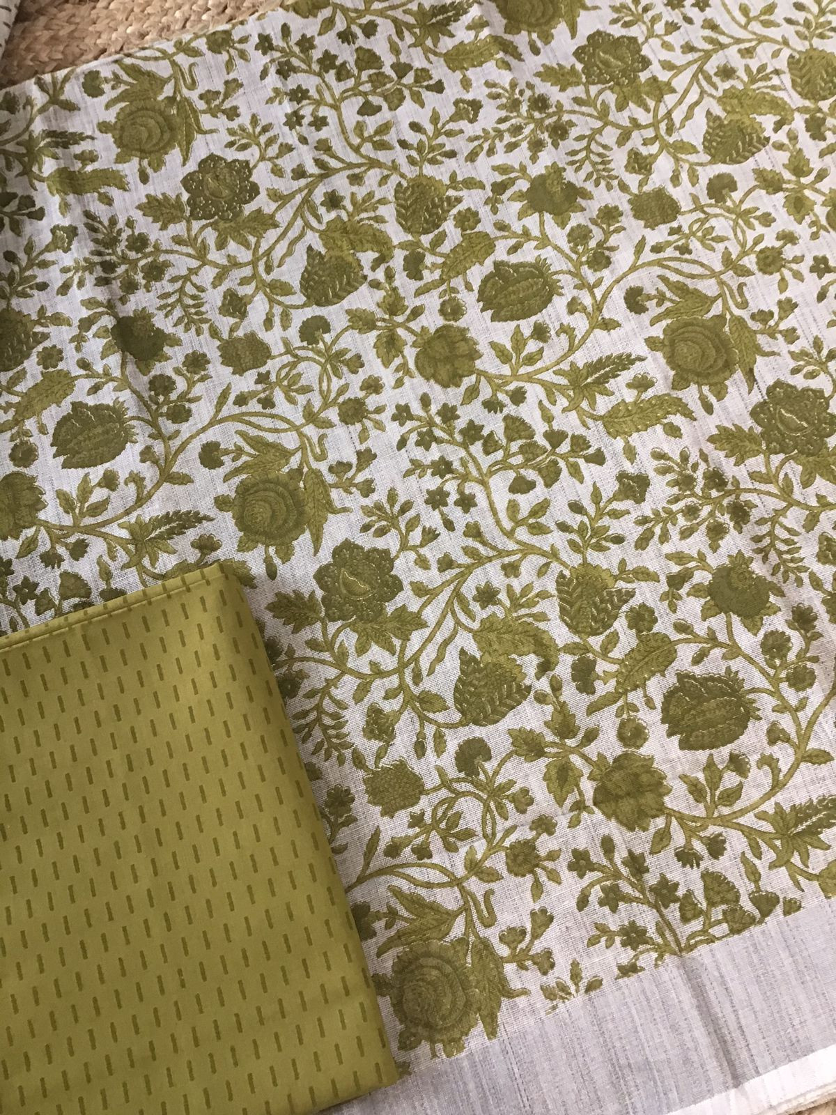 Soft Khadi Linen Printed Suit - Beige