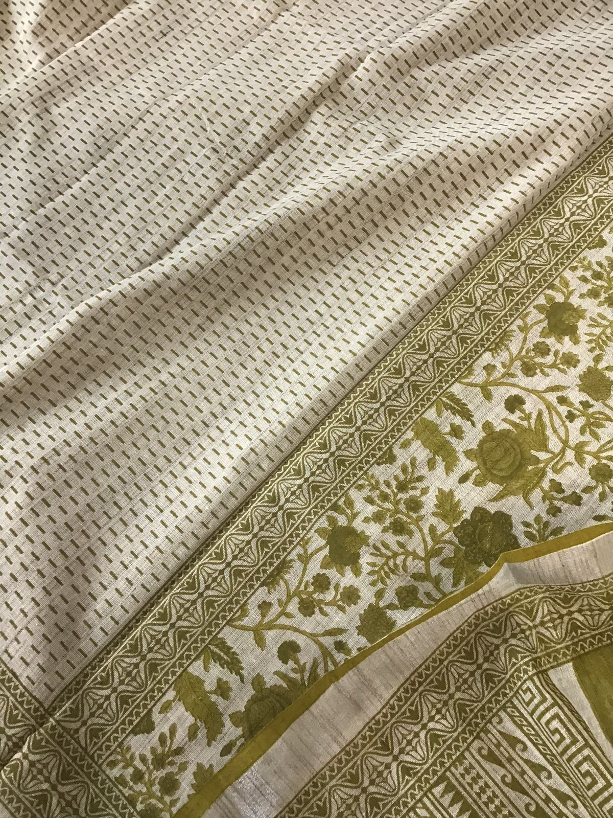 Soft Khadi Linen Printed Suit - Beige