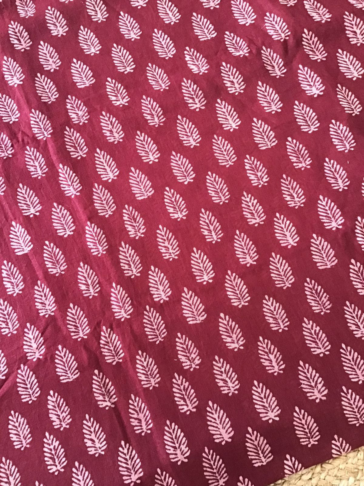 Pure Linen Jute Cotton Printed Suit - Maroon