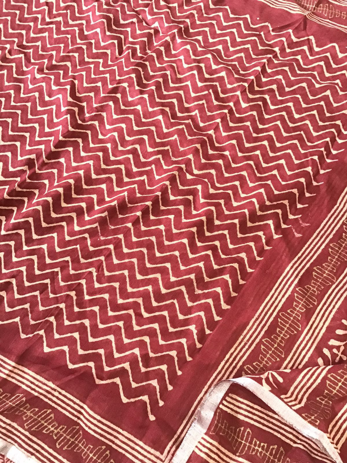 Pure Linen Jute Cotton Printed Suit - Maroon