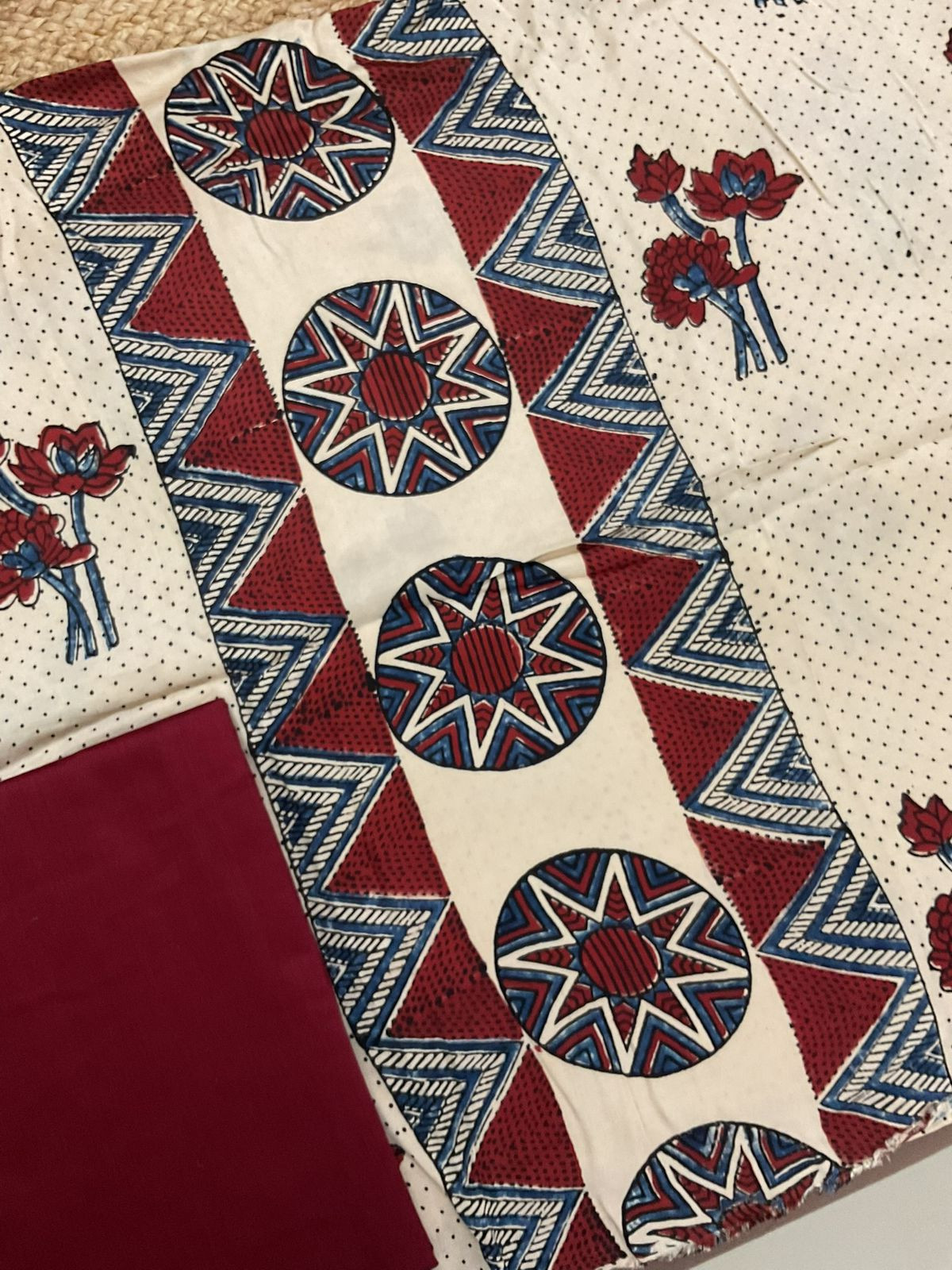 Pure Gajji Silk Ajrakh Printed Suit - Cream