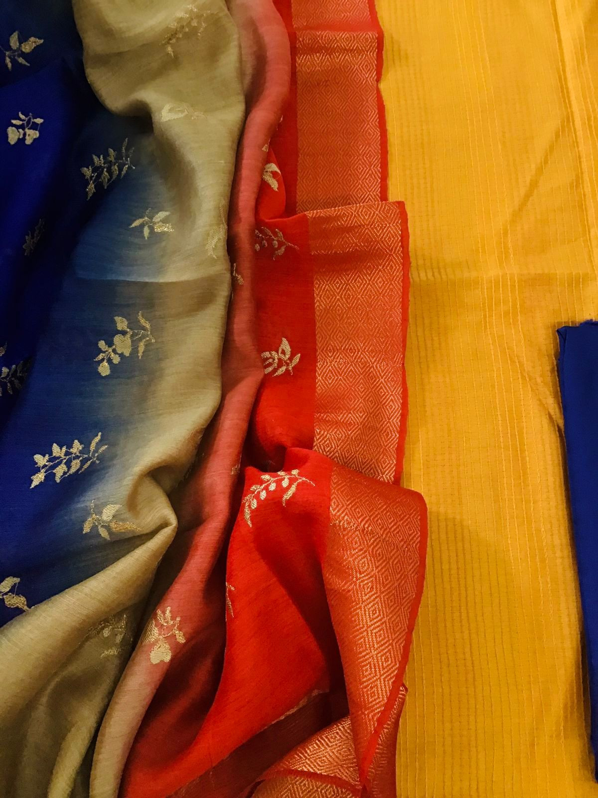 Pure Chanderi Embroidered Suit - Yellow