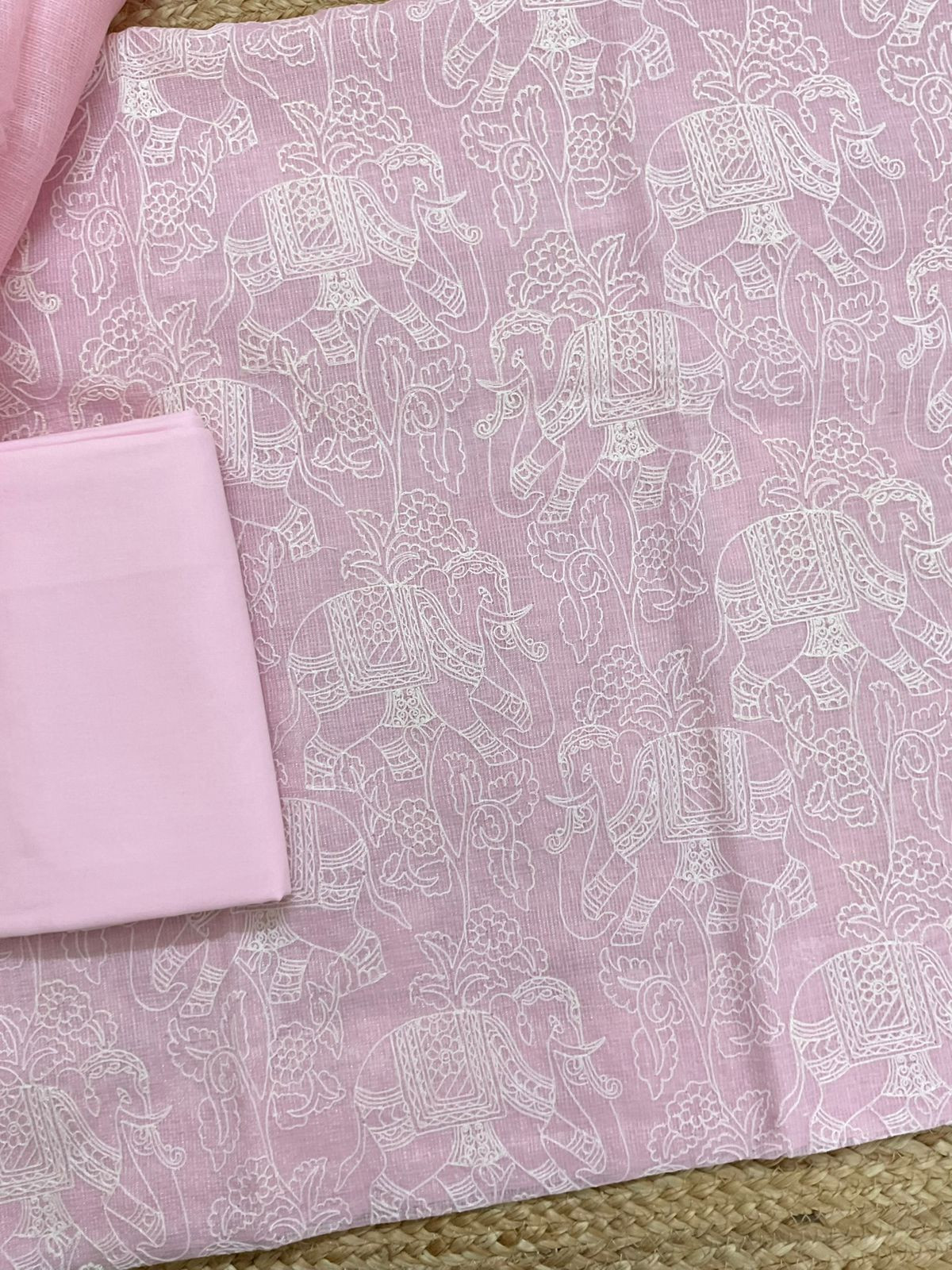 Pure Tissue Kota Silk Embroidered Suit - Pink